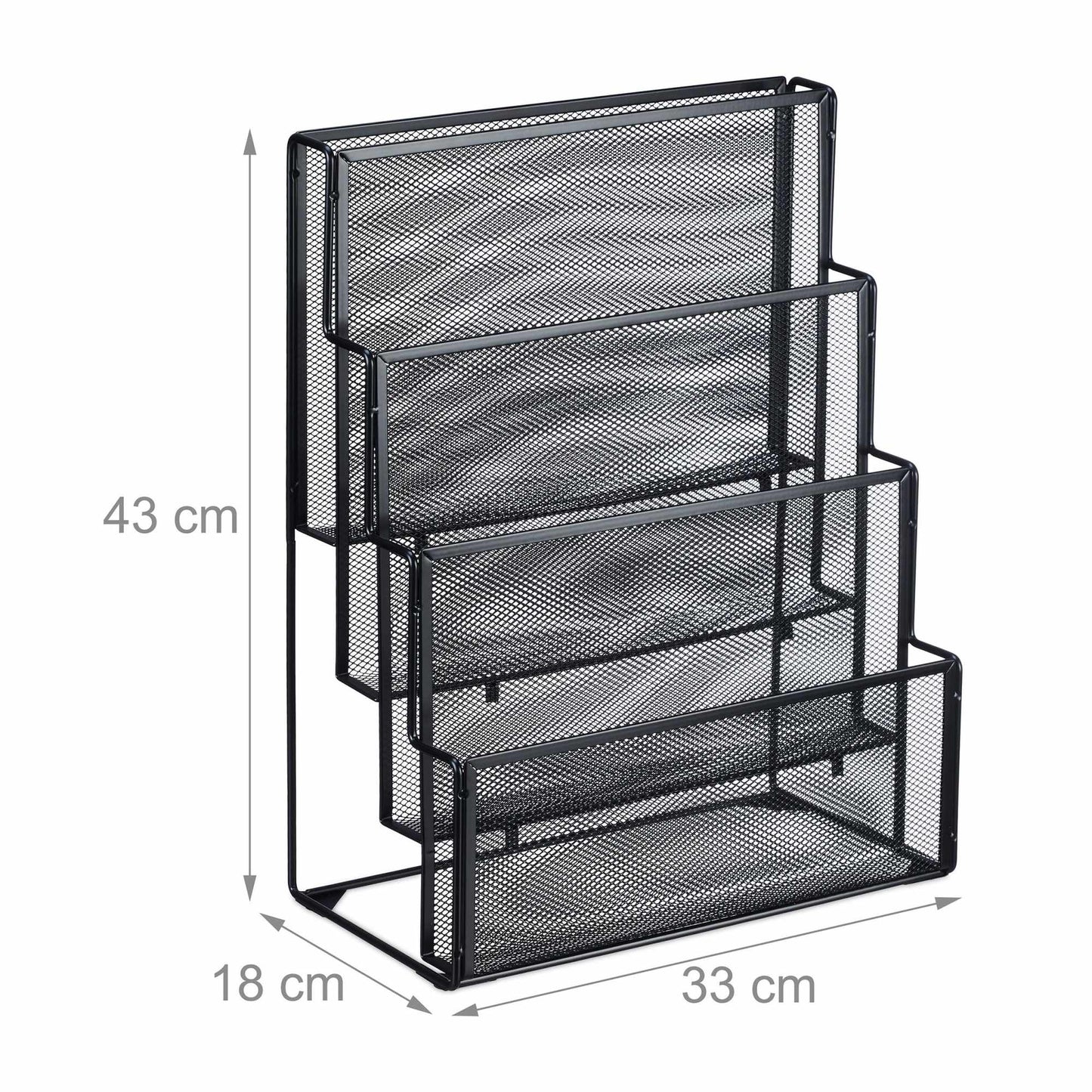 Metal magazine rack with 4 compartments