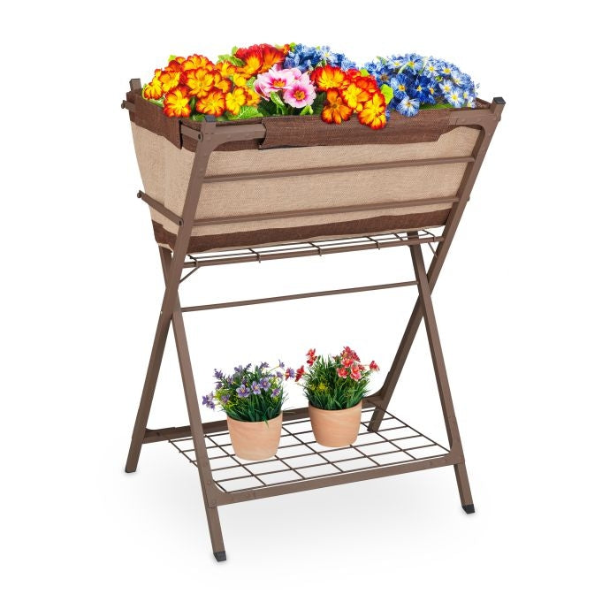 Metal planter with pre-formed liner