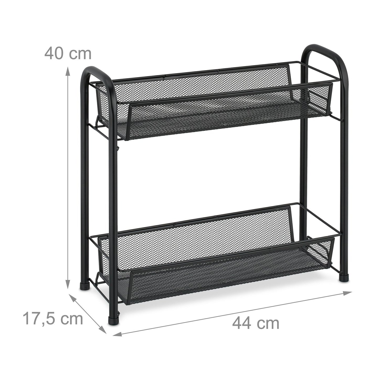 Metal spice rack with 2 shelves