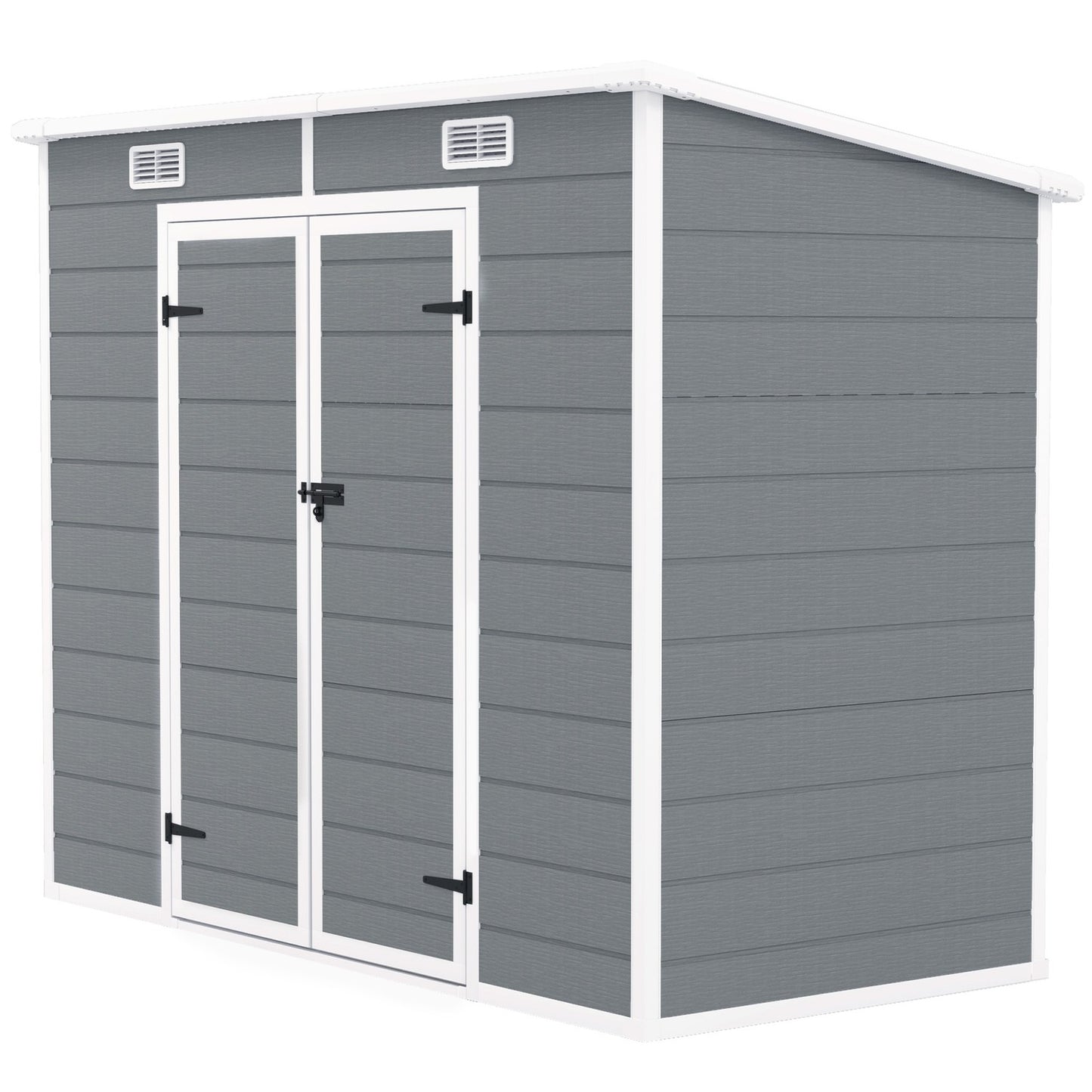 Waterproof metal tool shed 2.4 x 1.3 m, Grey
