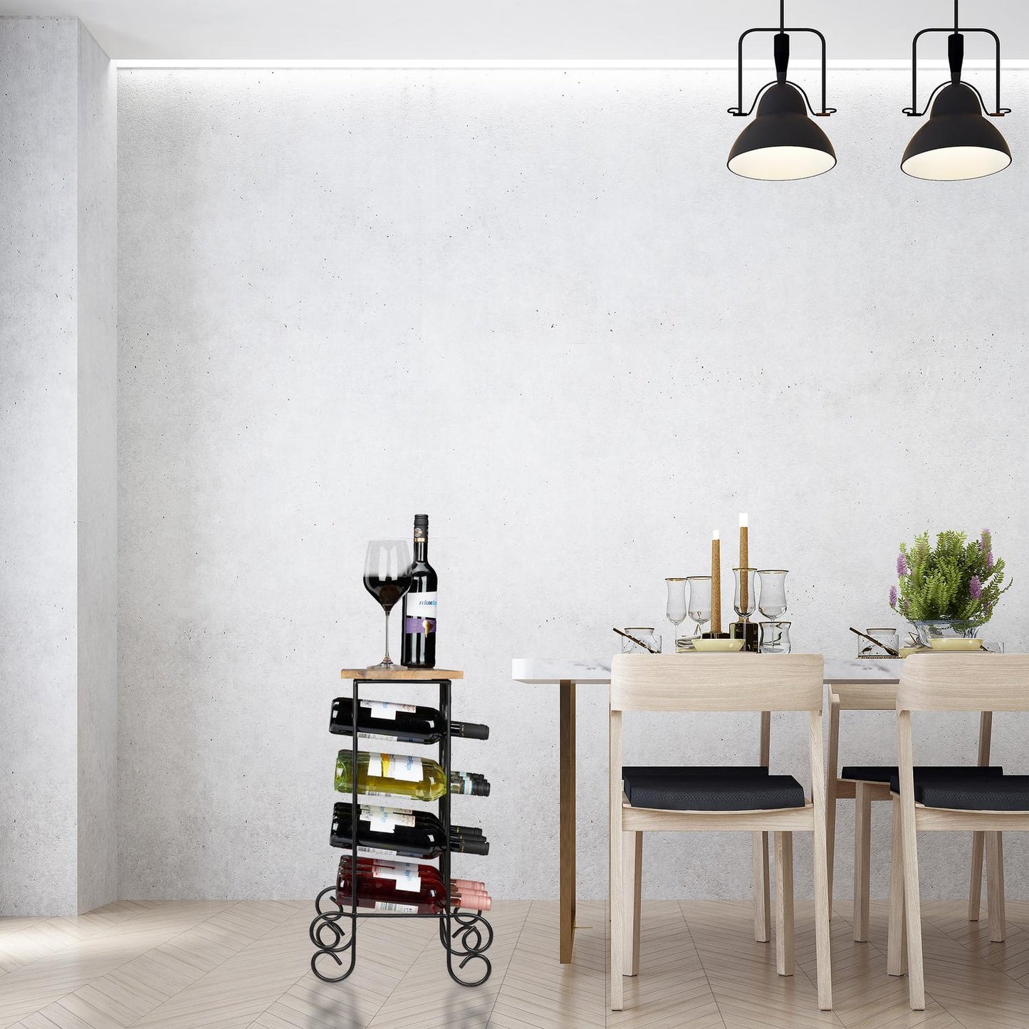 Metal wine rack for 12 bottles