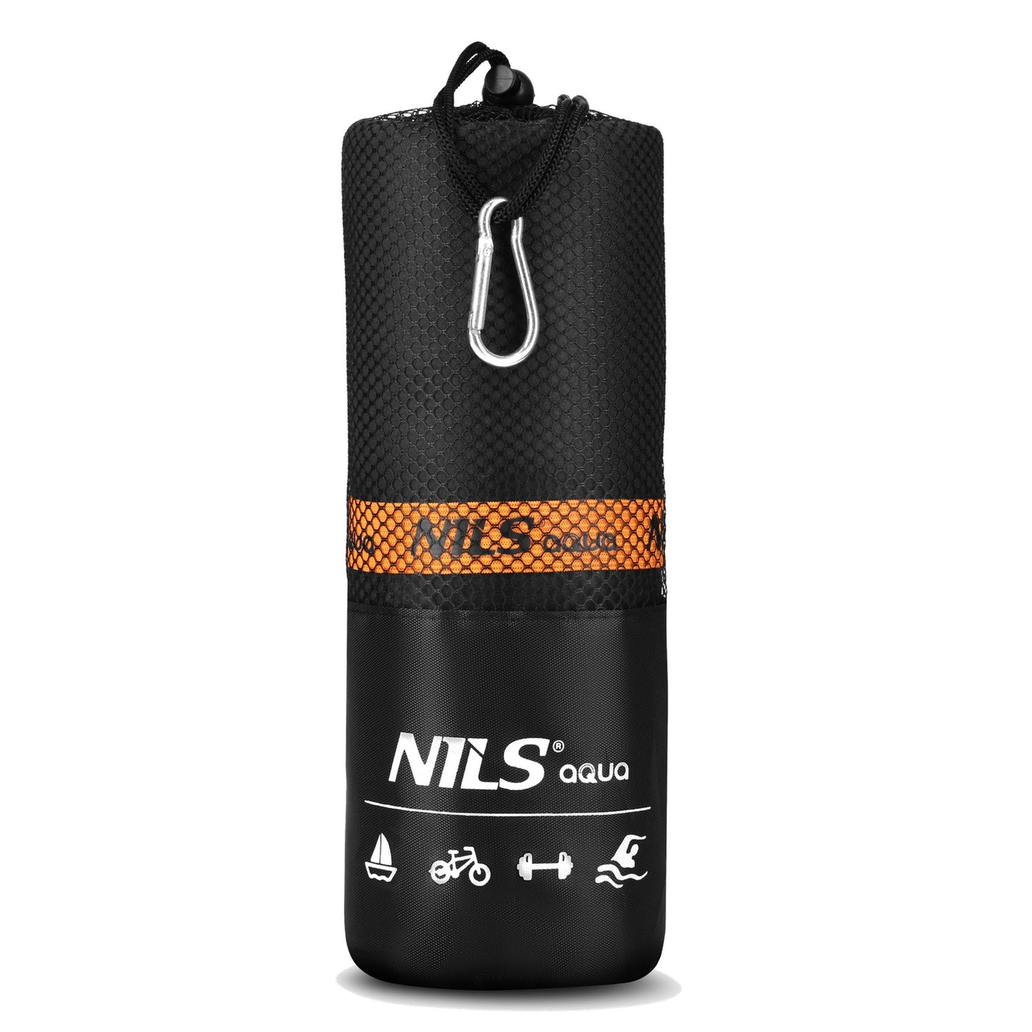 Microfibre Towel 180x100 cm, Black-Orange