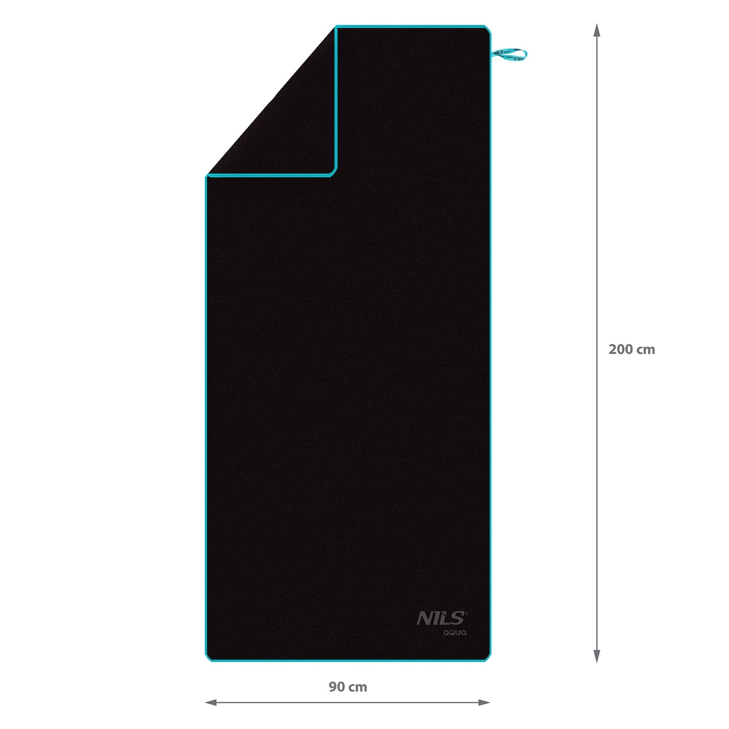 Microfibre Towel 200x90 cm, Black-Blue