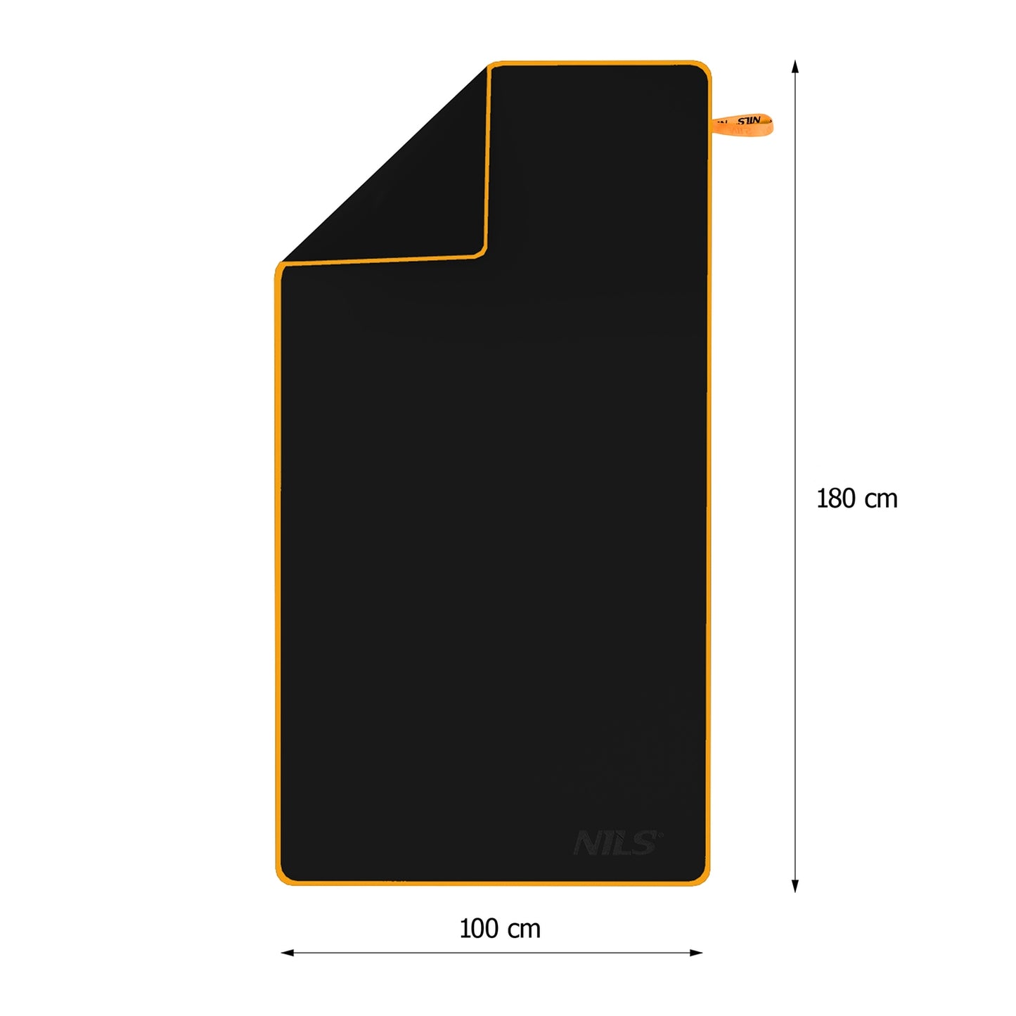 Microfibre Towel, Black-Orange, 180x100 cm