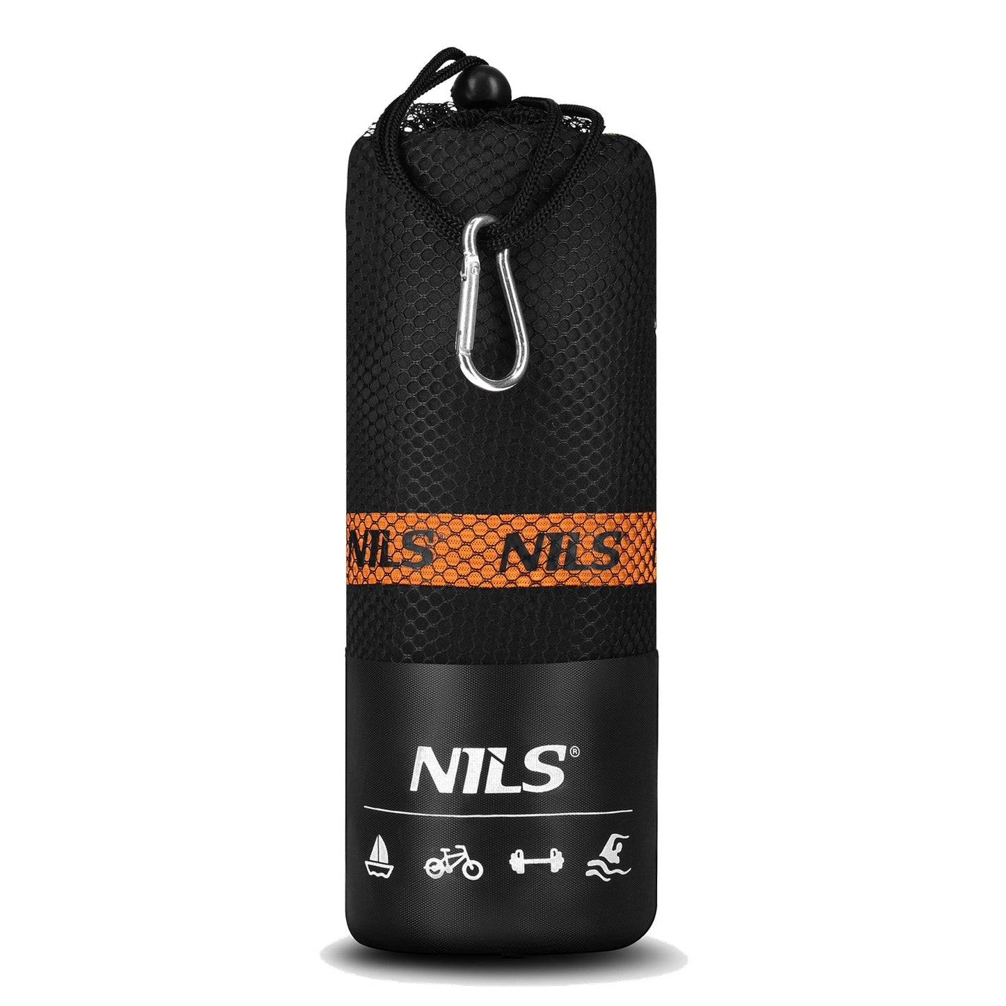Microfibre Towel, Black-Orange, 180x100 cm