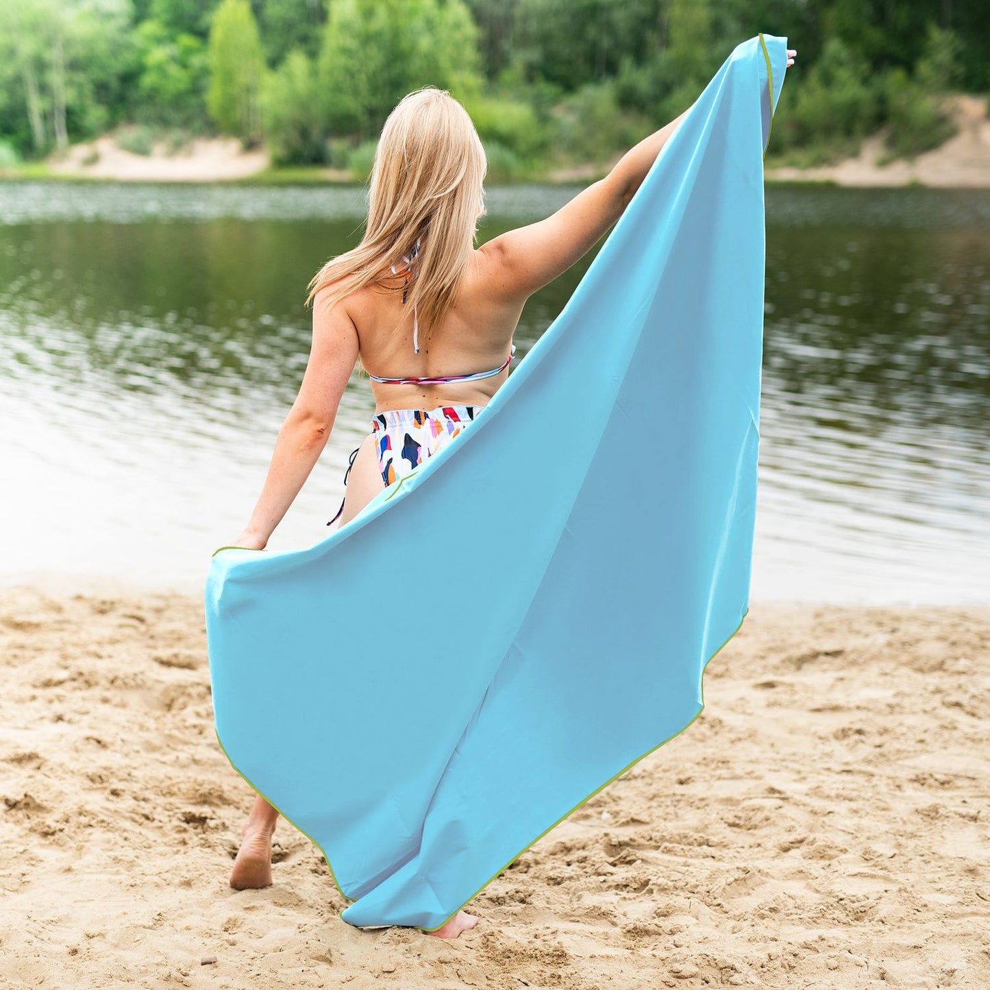 Microfibre Towel, Blue-Green, 180x100 cm