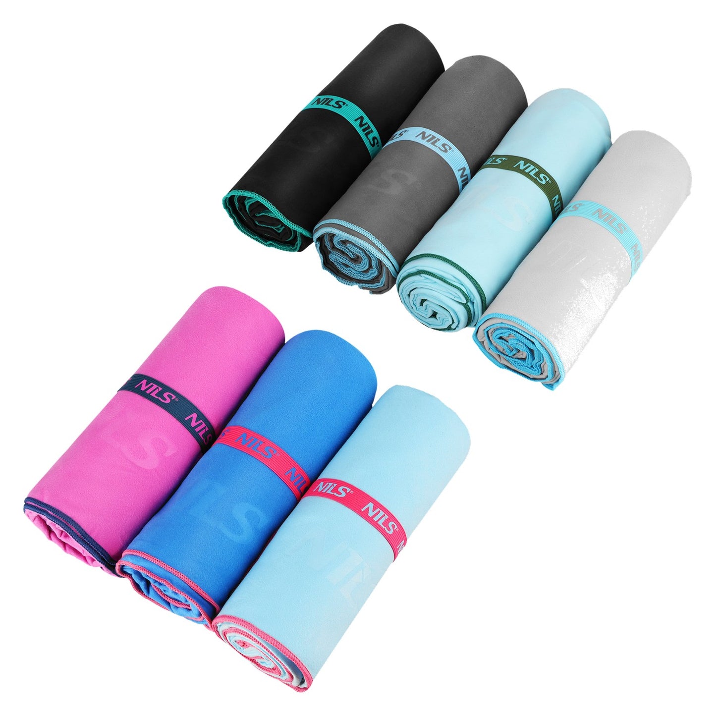 Microfibre Towel, Blue-Pink, 200x90 cm