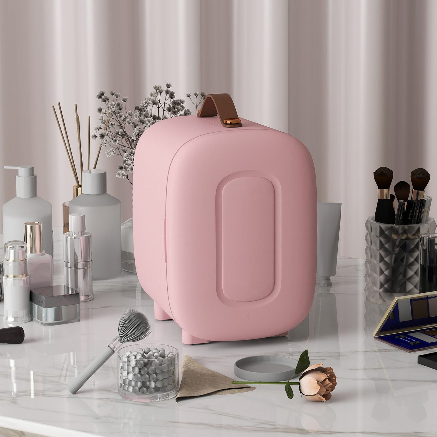 Mini Beauty Fridge – 4L, Pink, Skincare & Makeup Storage