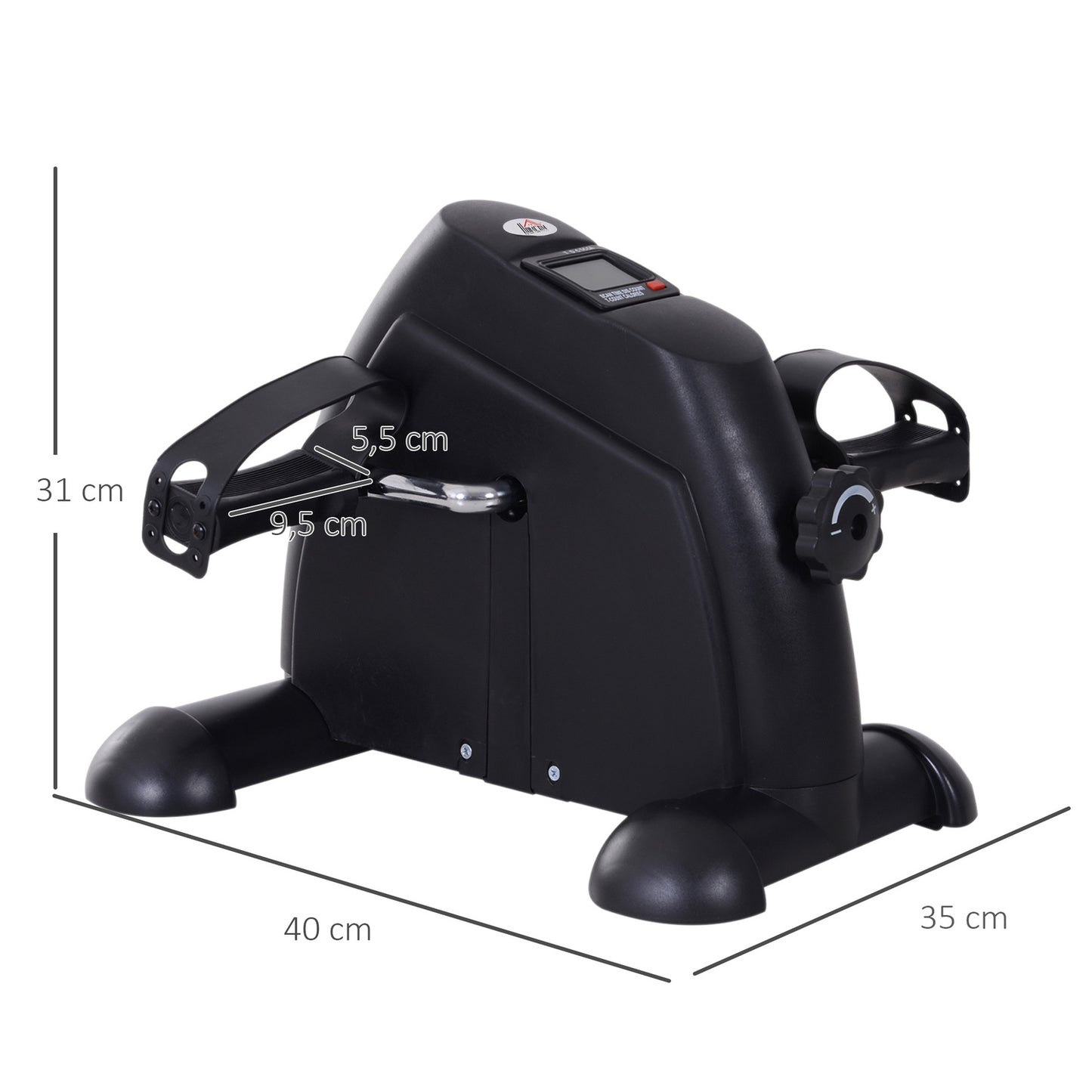 Mini Bike Pedal Trainer, LCD Display, Cast Iron, Black