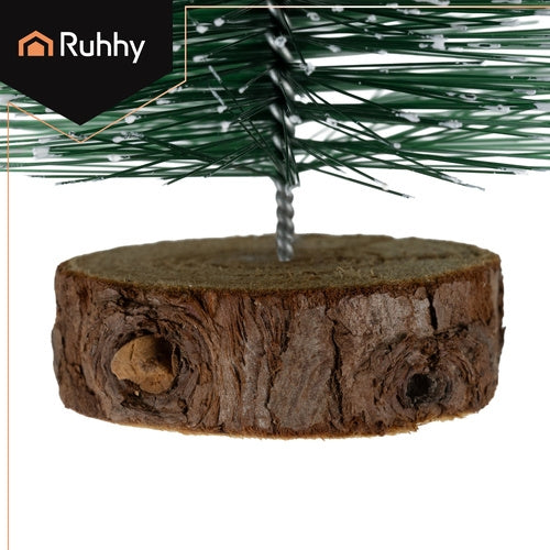 Mini Christmas Trees Set of 3, Snow-Covered, Wood Base