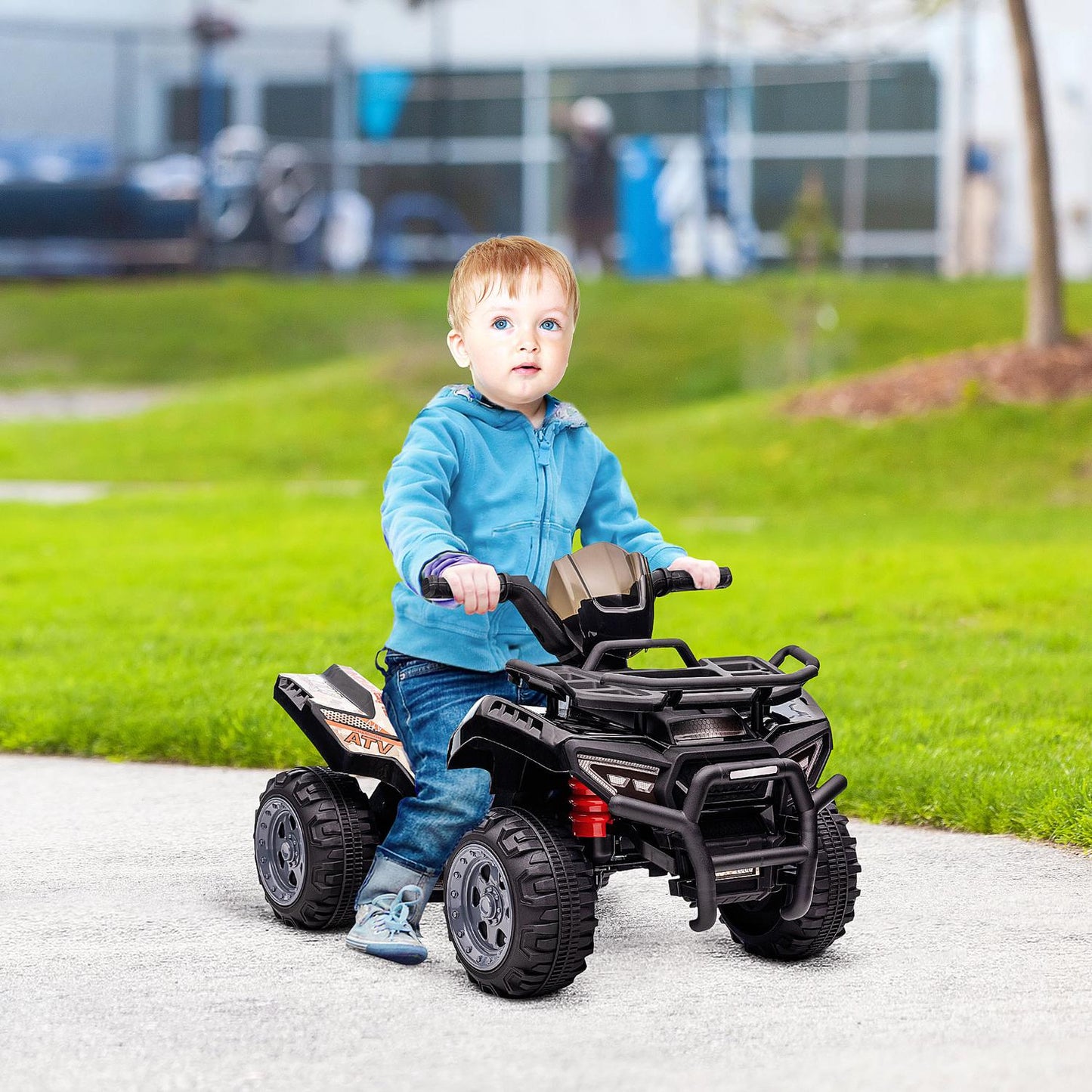 Mini Electric Quad ATV for Toddlers, LED Lights, Black