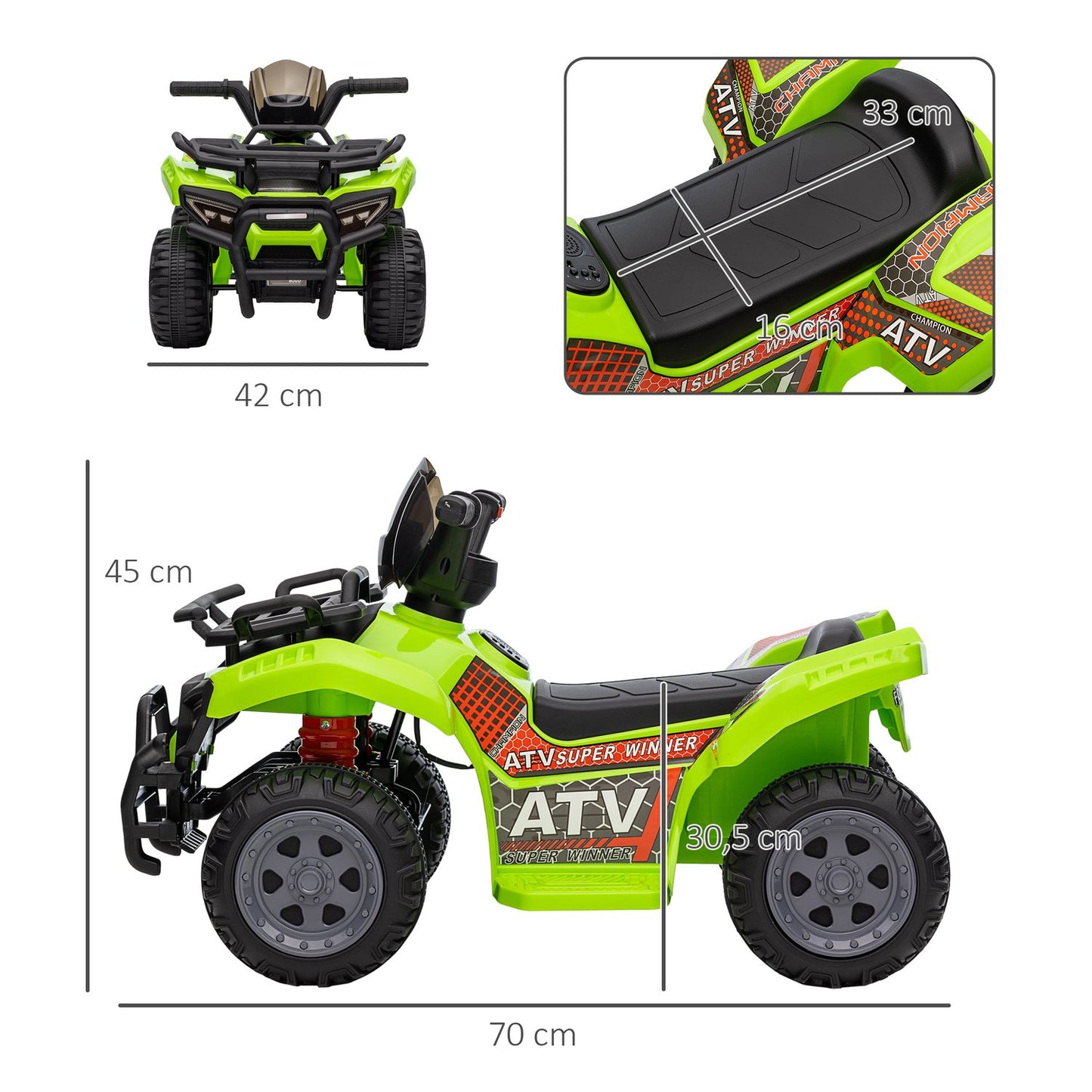 Electric quad bike for toddlers, 18-36 months - green