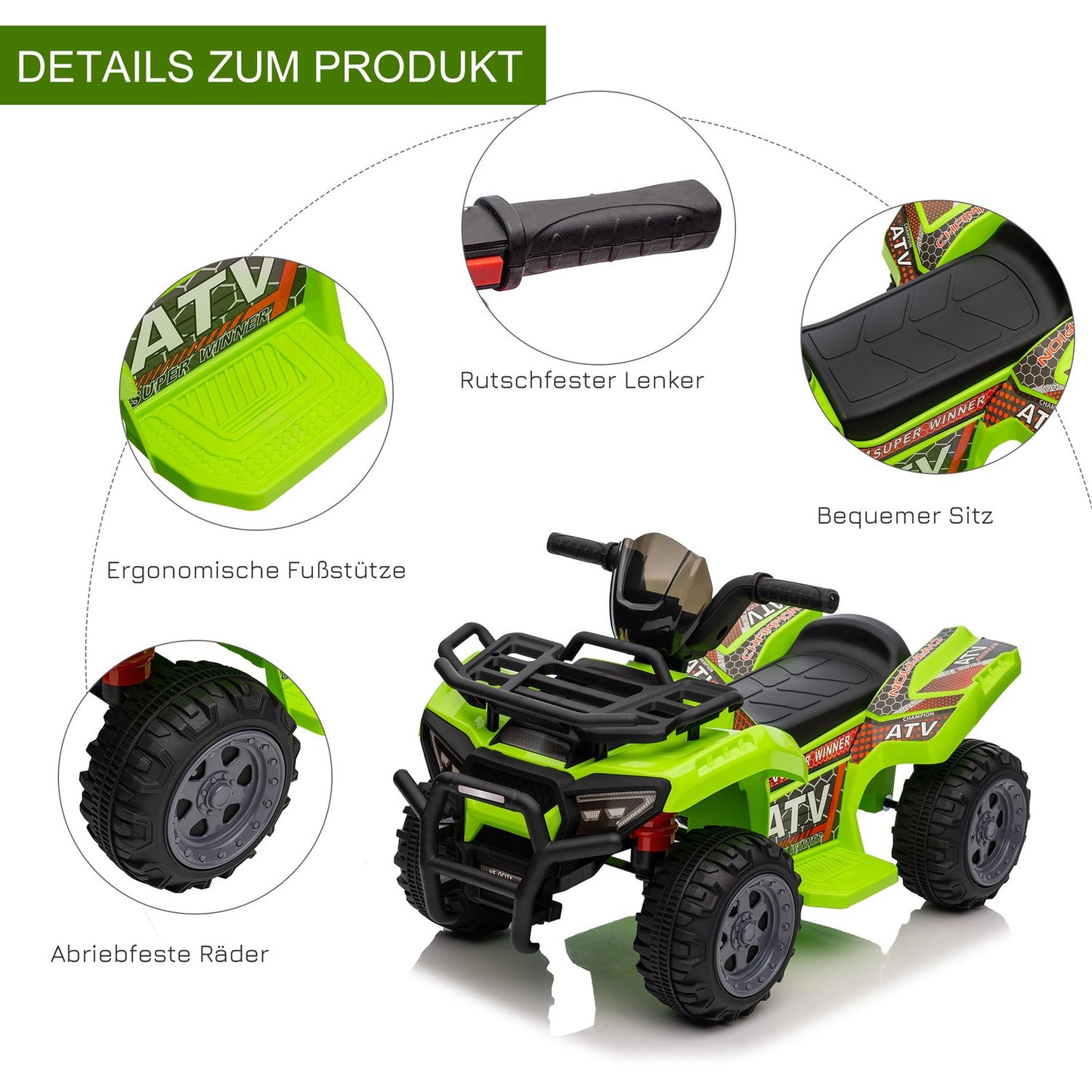 Electric quad bike for toddlers, 18-36 months - green