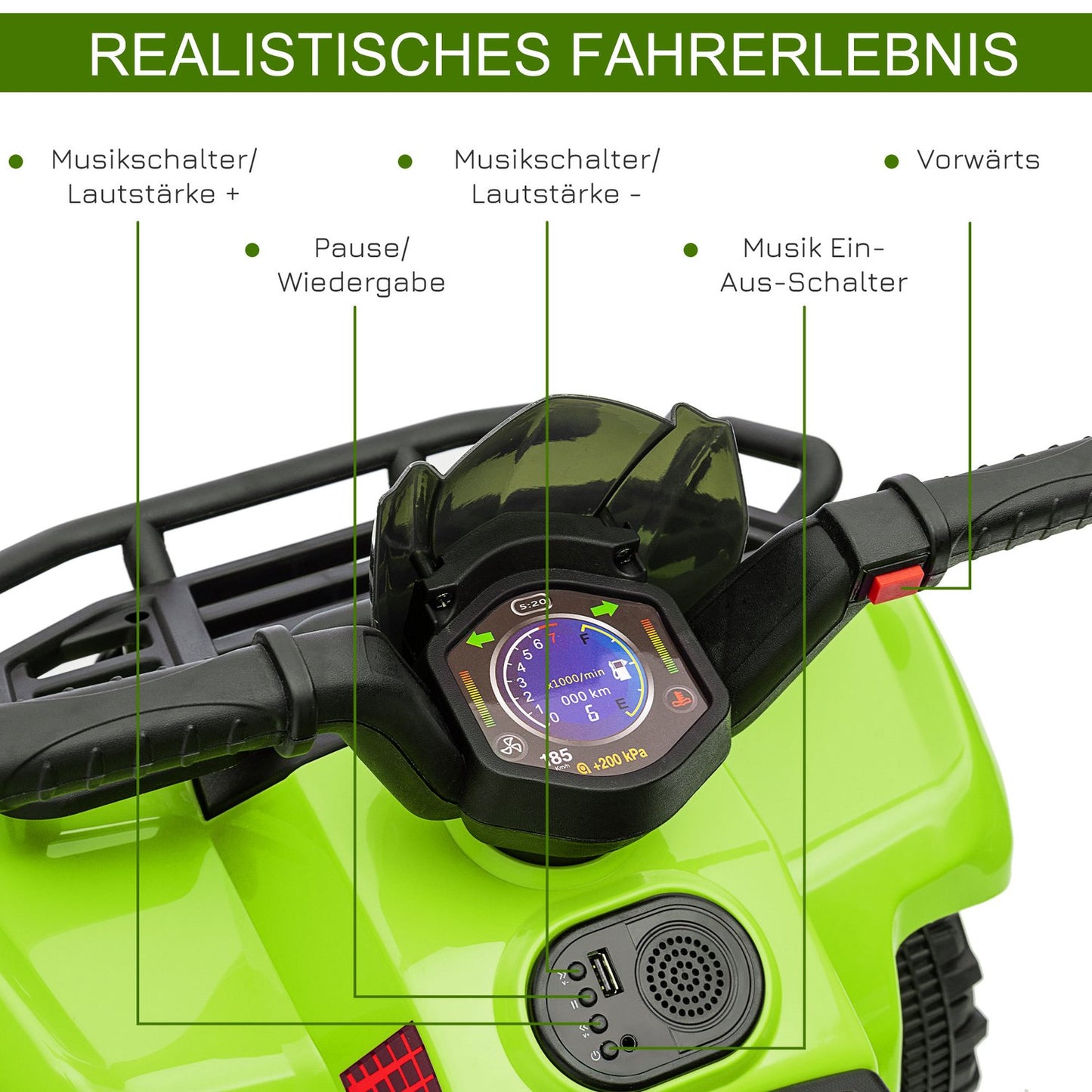 Electric quad bike for toddlers, 18-36 months - green