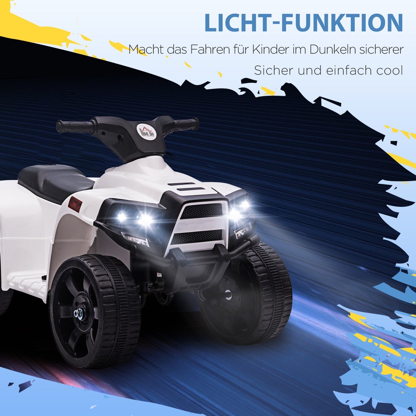 Children's Electric ATV - Mini Quad with Headlight, Black/White