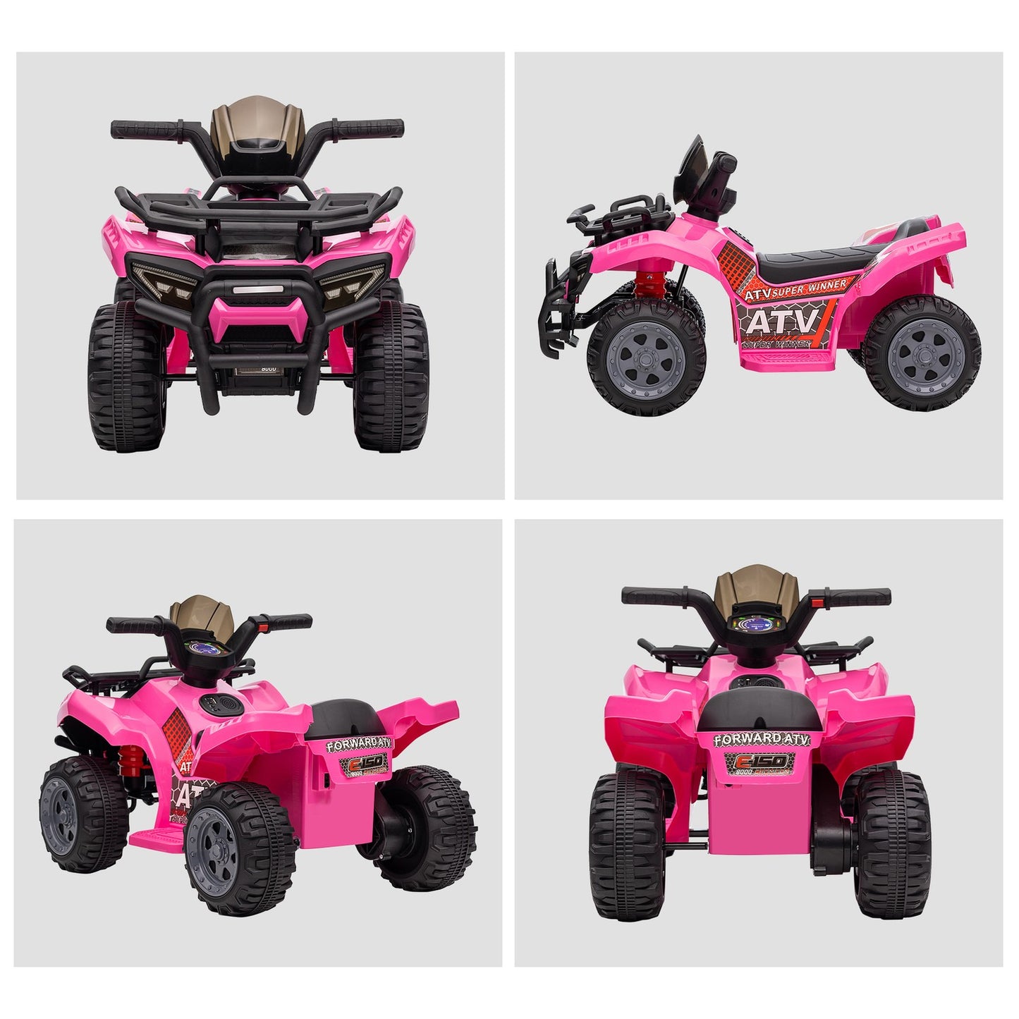 Electric Mini Quad ATV for Kids, LED Lights, Pink