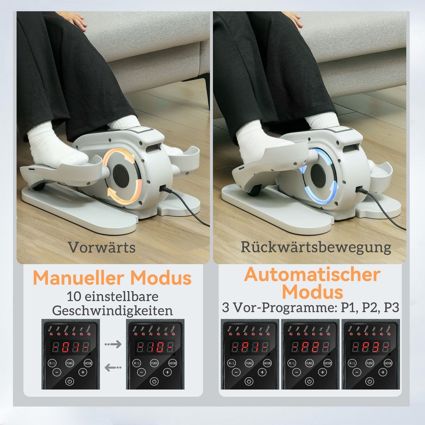 Elliptical trainer under the desk with 10 speed levels and LCD