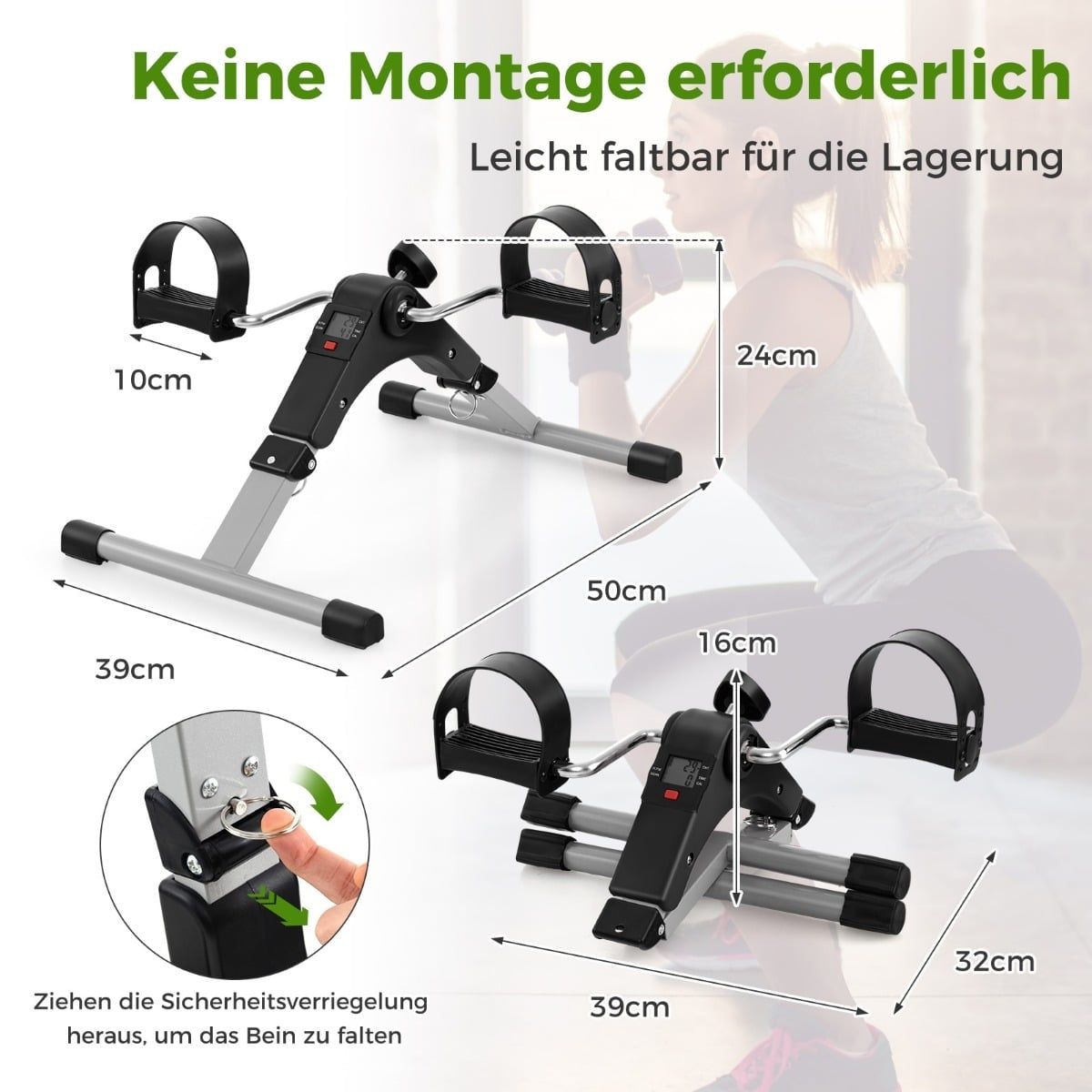 Mini Exercise Bike – Foldable Arm & Leg Trainer, Adjustable Resistance