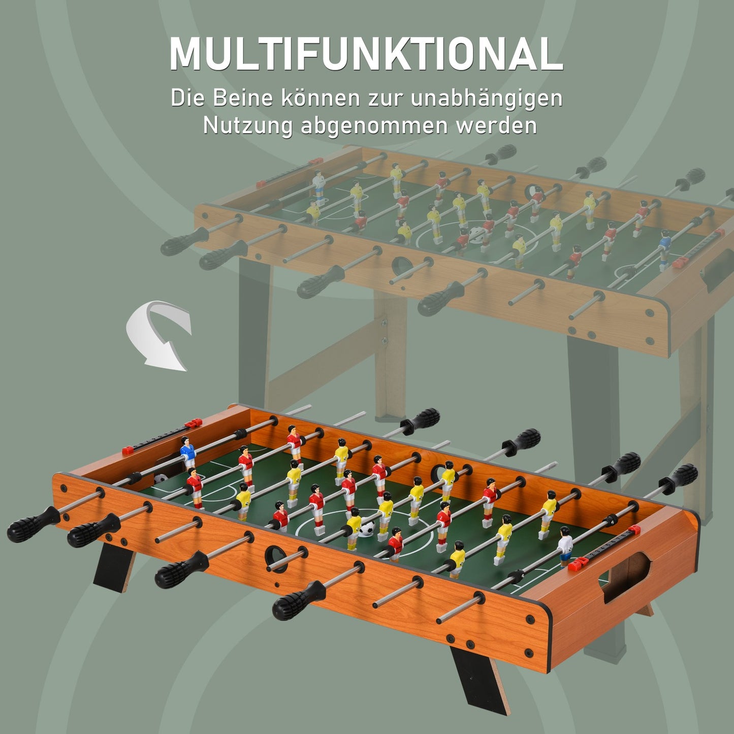 Mini Foosball Table with Stainless Steel Rods, 84.5x40x61.2 cm, Black
