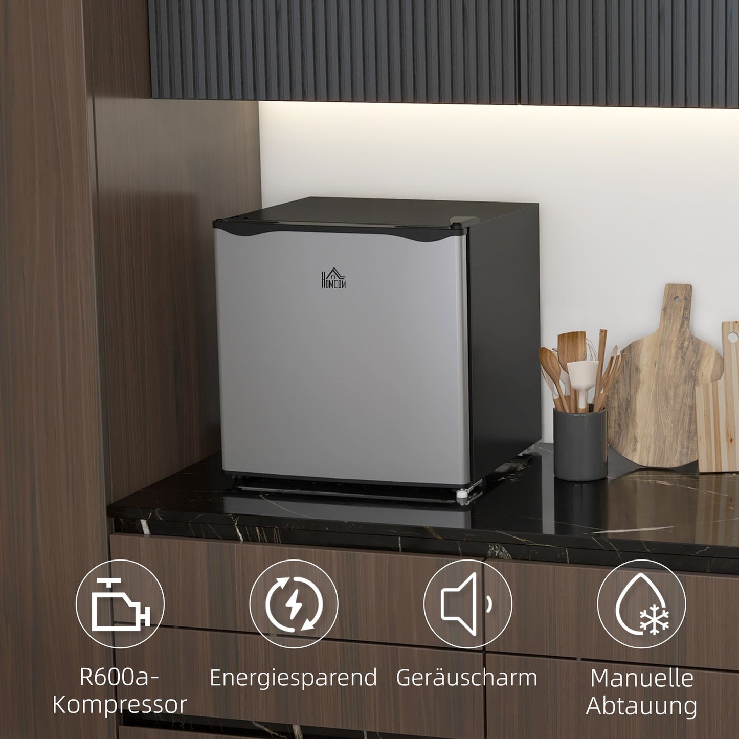 35L freestanding mini freezer, silver, 5-level control