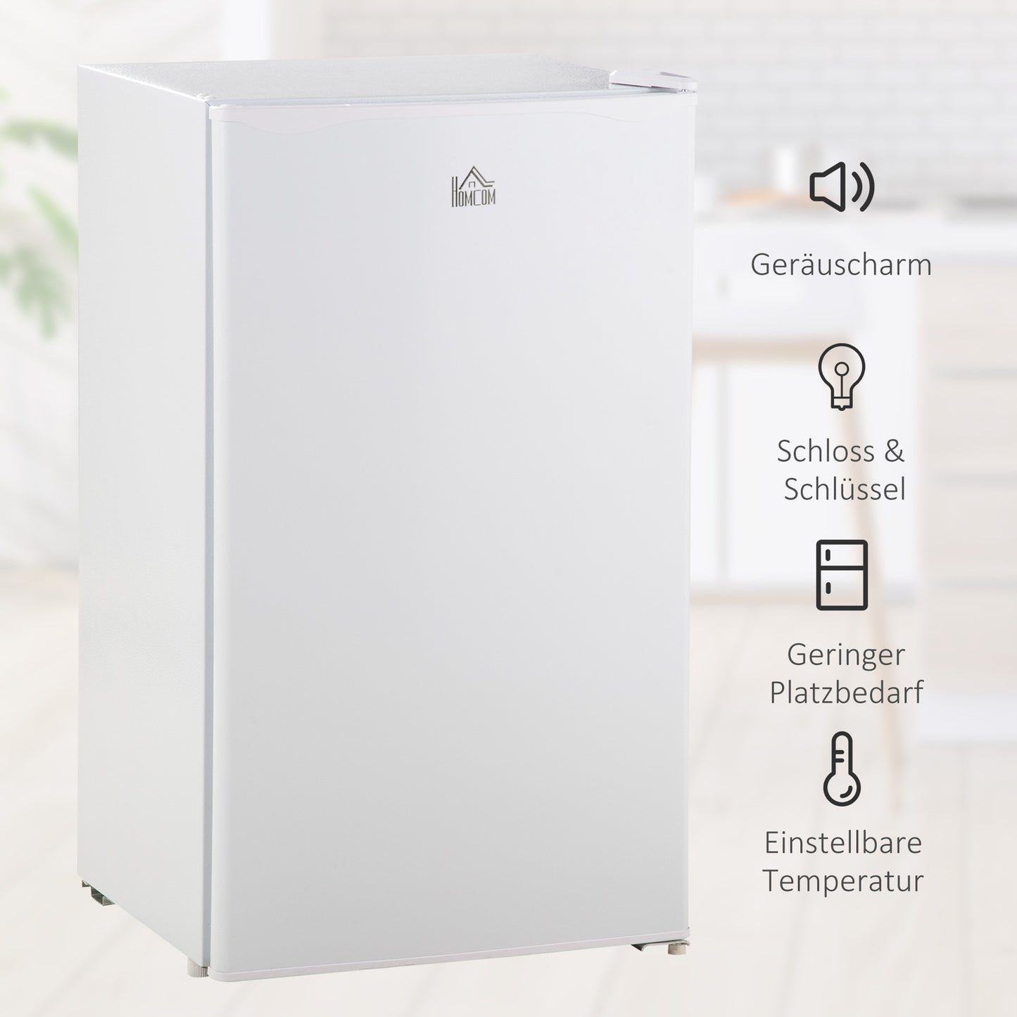 Mini Fridge with Freezer, 91L Capacity, Quiet, White