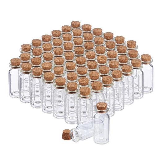 Mini Glass Bottles, Cork Stopper 60p Set
