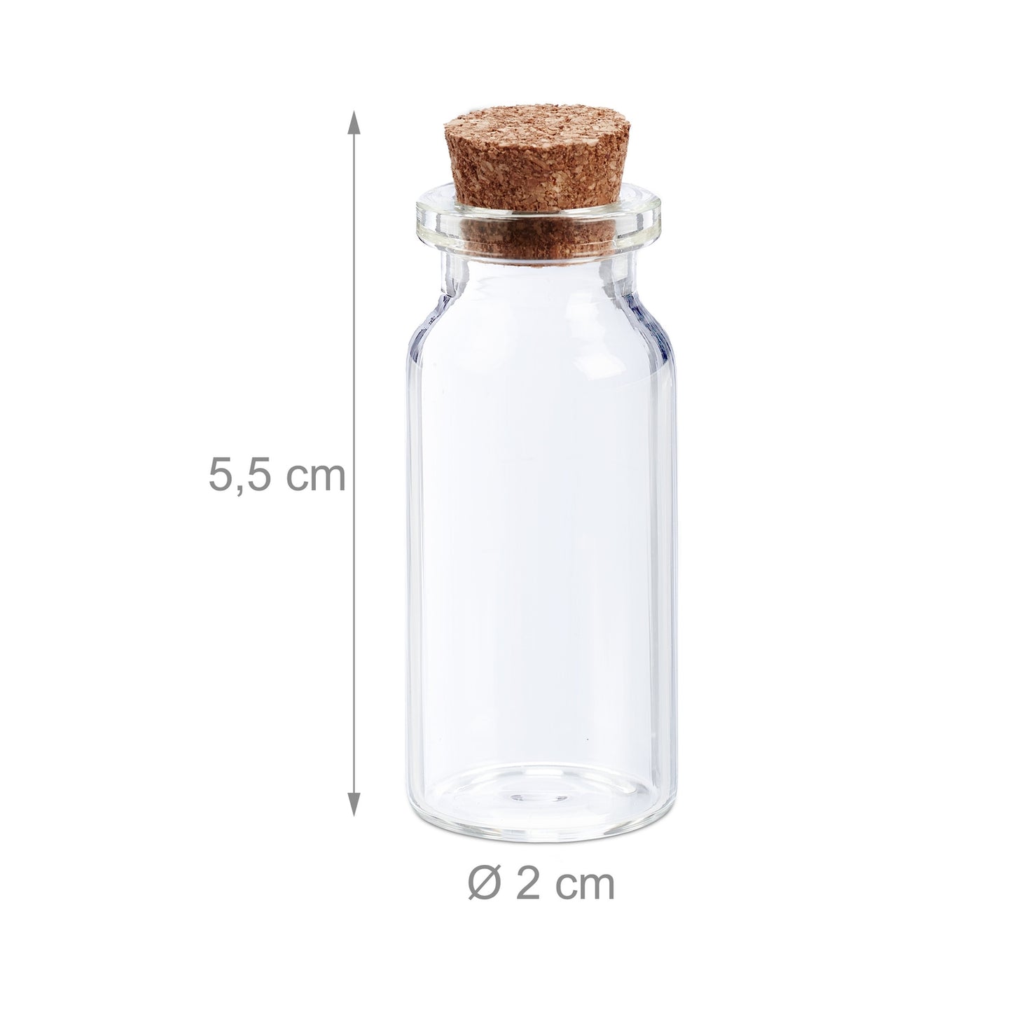 Mini Glass Bottles, Cork Stopper 60p Set