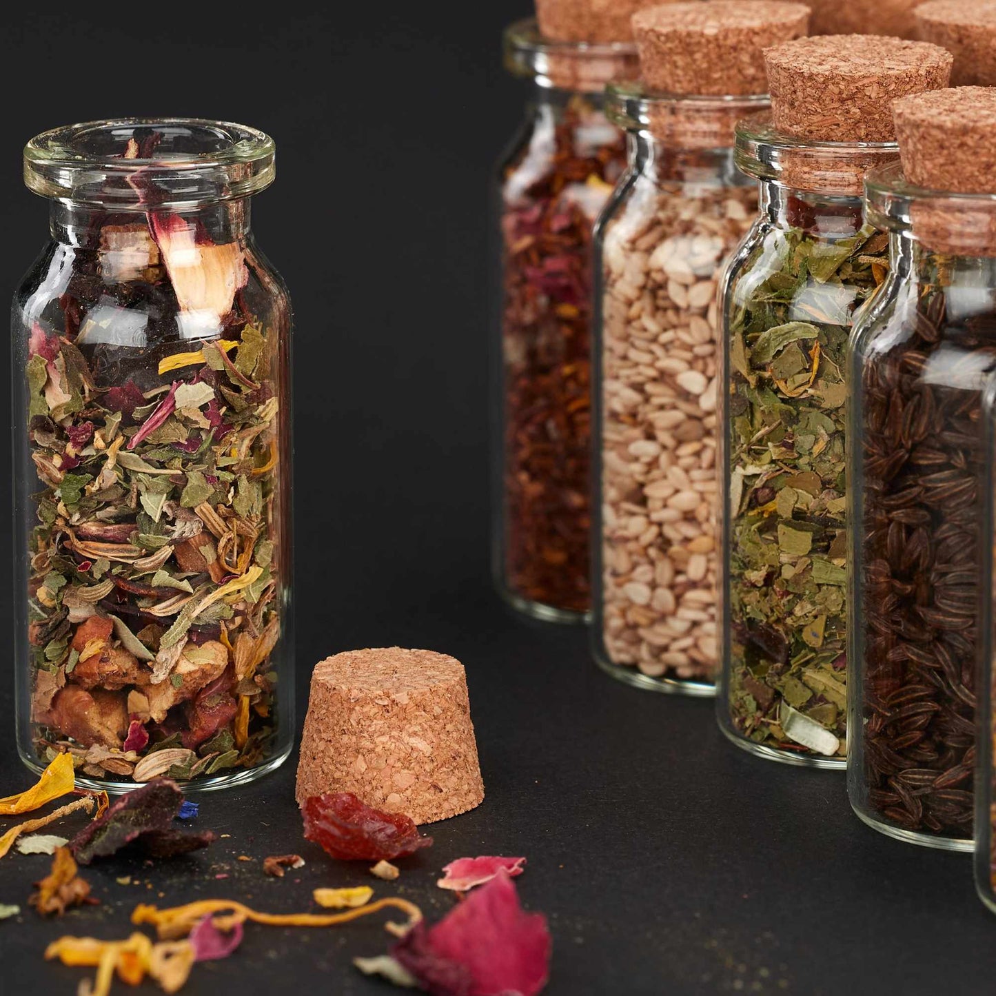Mini Glass Bottles, Cork Stopper 60p Set