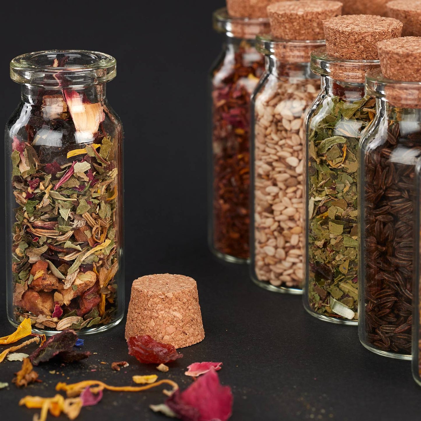 Mini Glass Bottles, Cork Stopper 60p Set