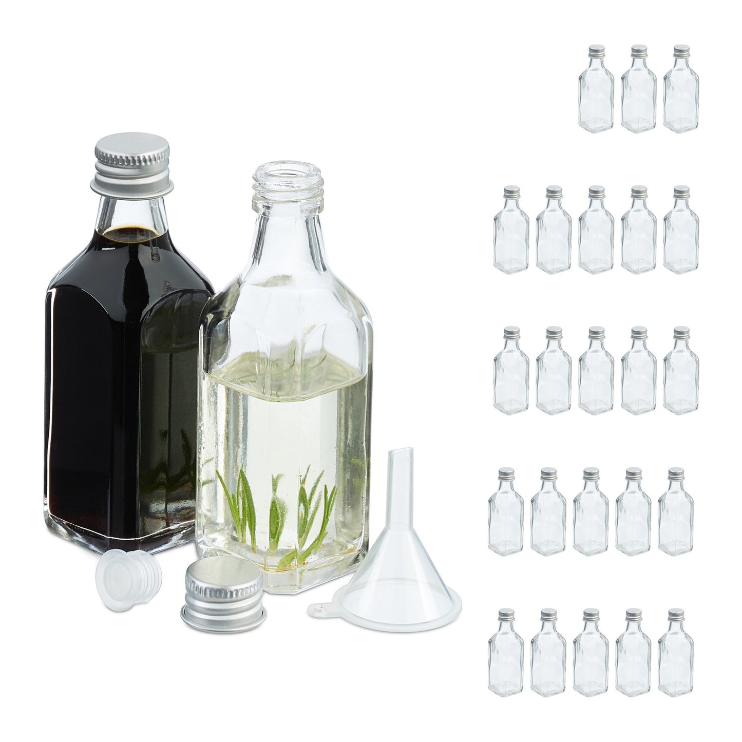Mini Glass Bottles with Screw Caps – Set of 12