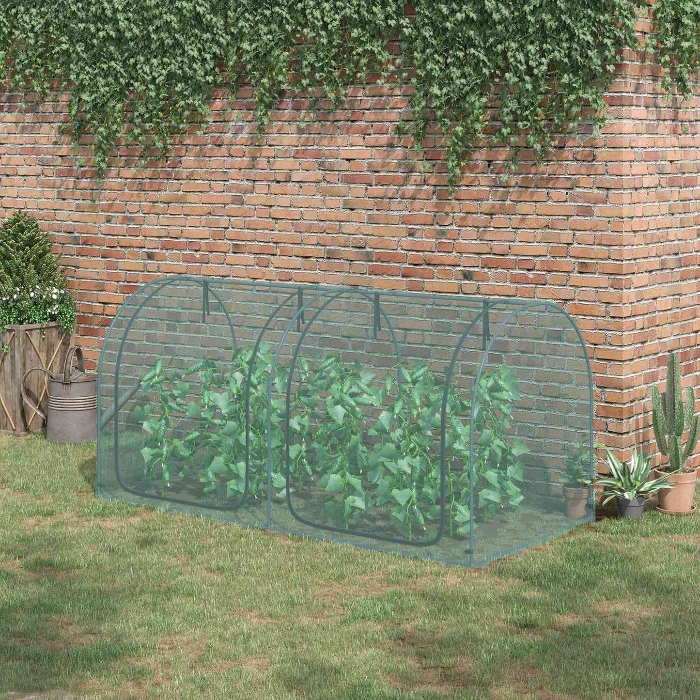 Greenhouse plant tent with door - 2.49x1.2m, Steel frame