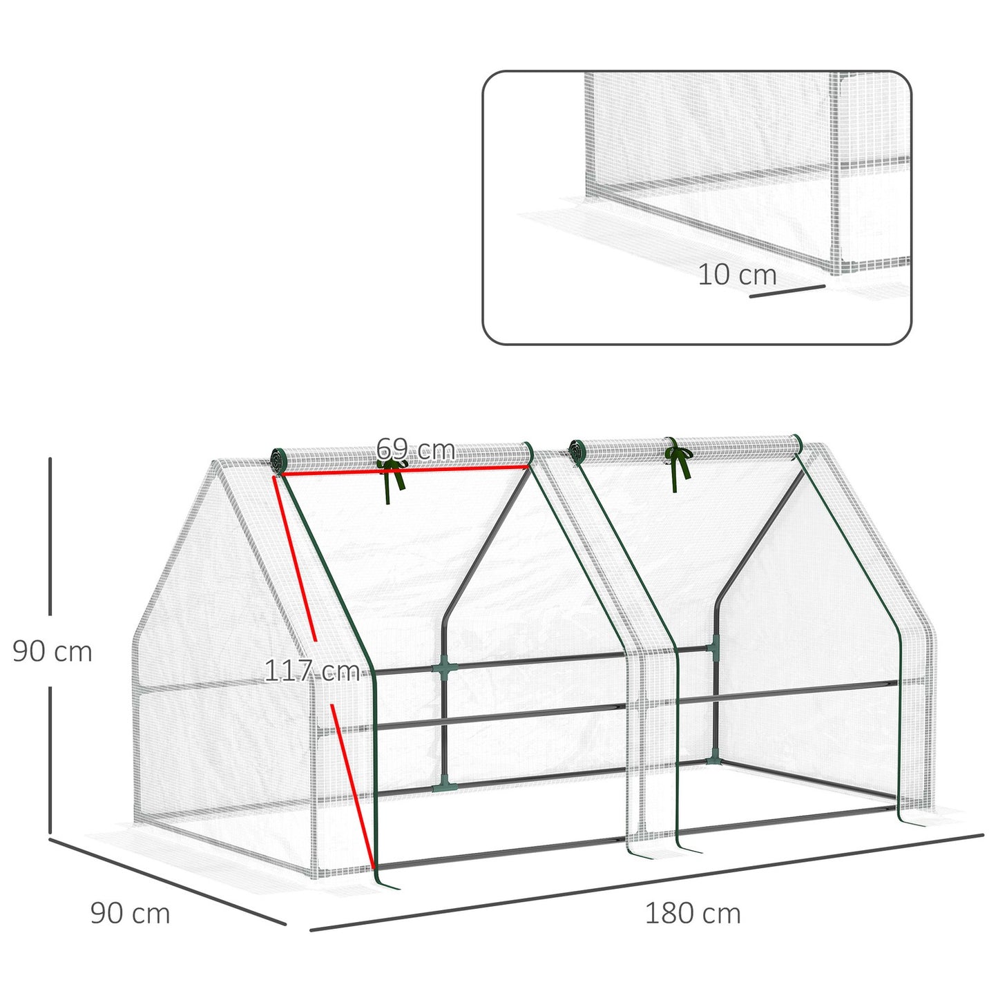Greenhouse film with window, 180x90x90 cm, PE Material