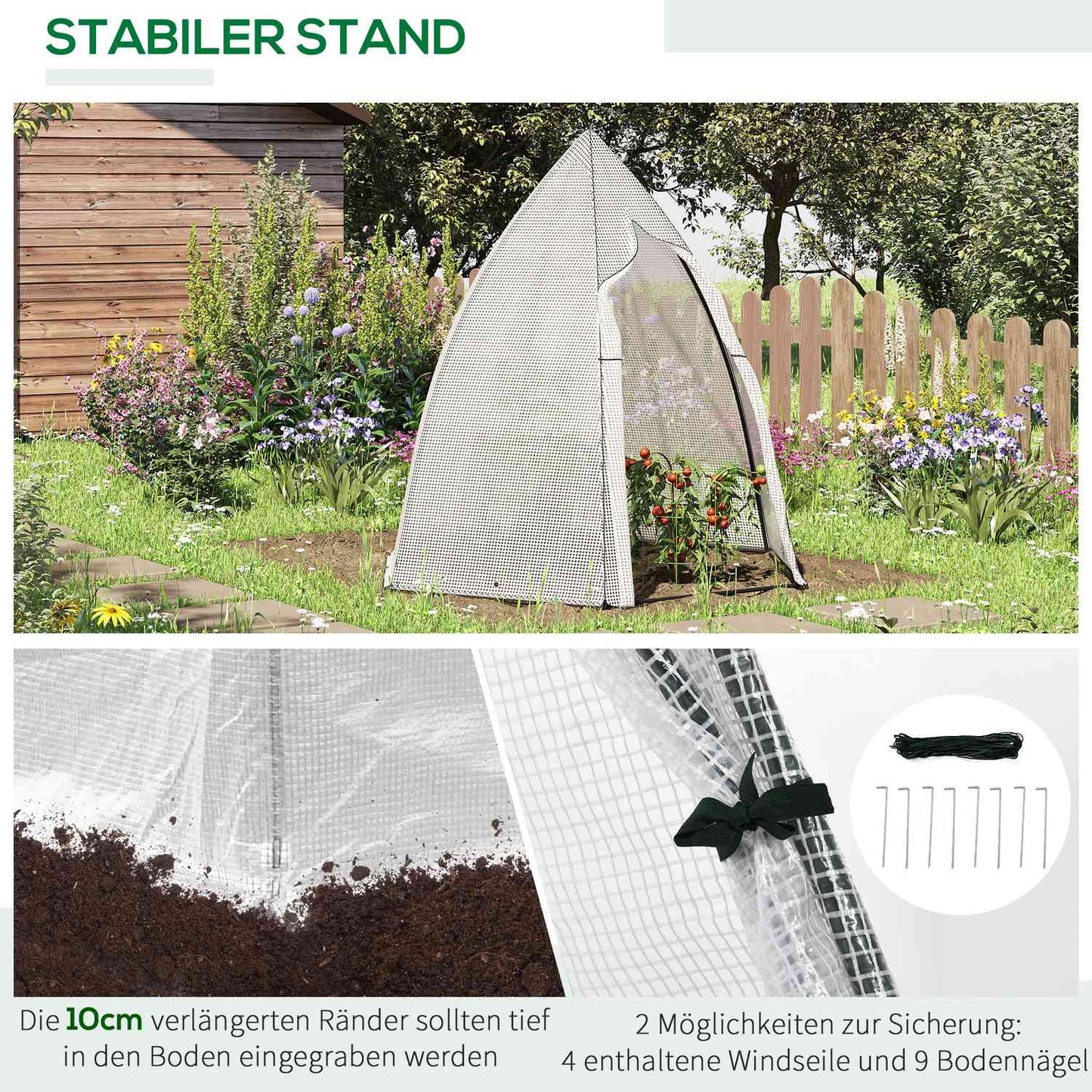 Mini greenhouse with roller door, 160x140x180 cm, White