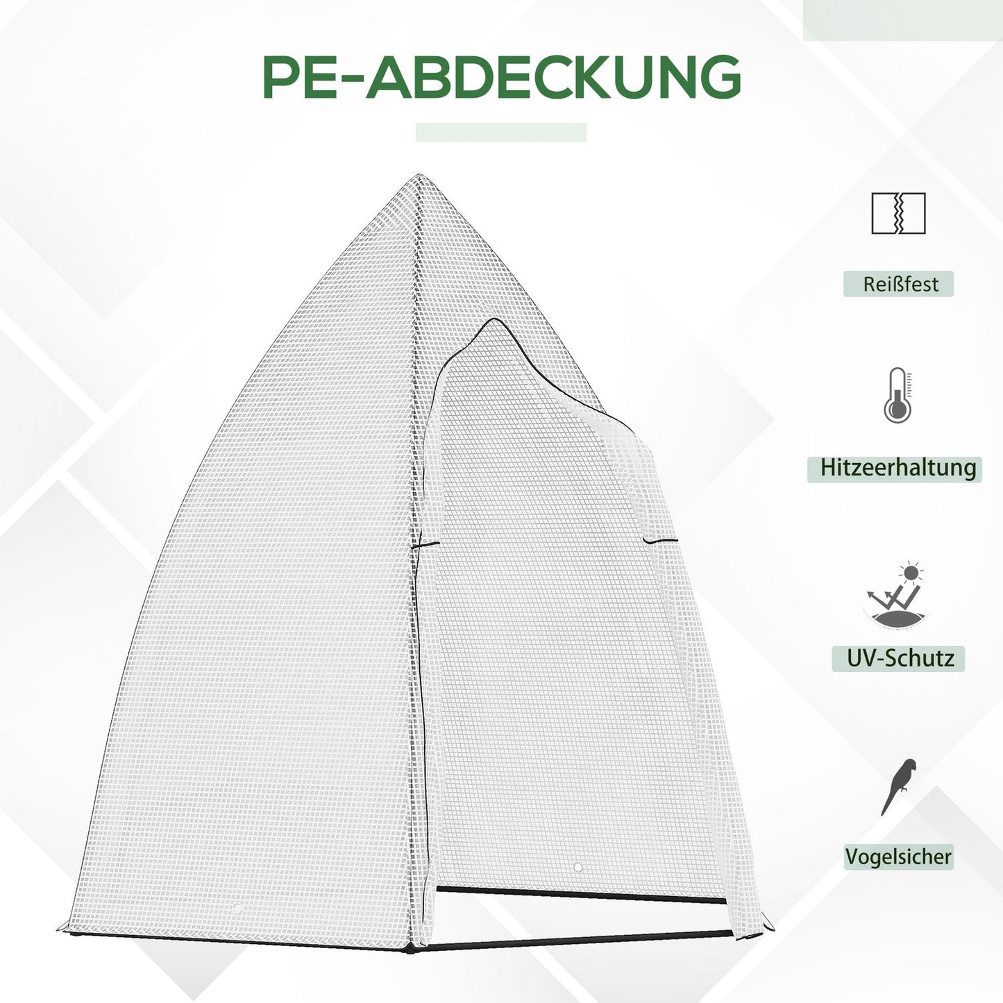 Mini greenhouse with roller door, 160x140x180 cm, White