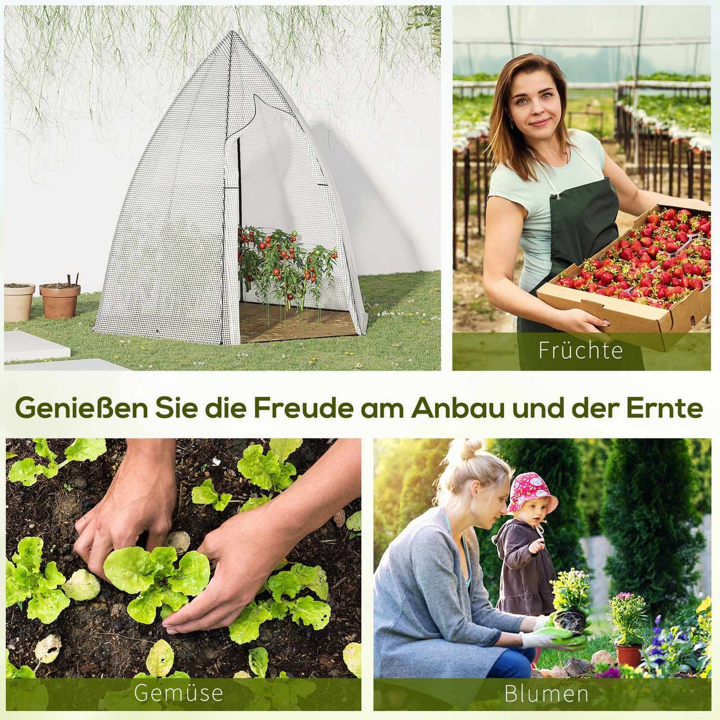 Mini greenhouse with roller door, 160x140x180 cm, White