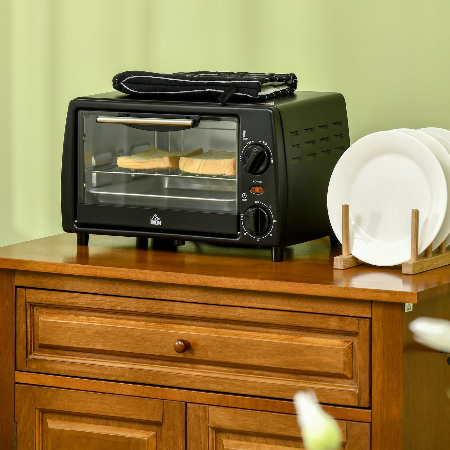 10L Mini Electric Oven, 750W, Timer, 230°C, Black