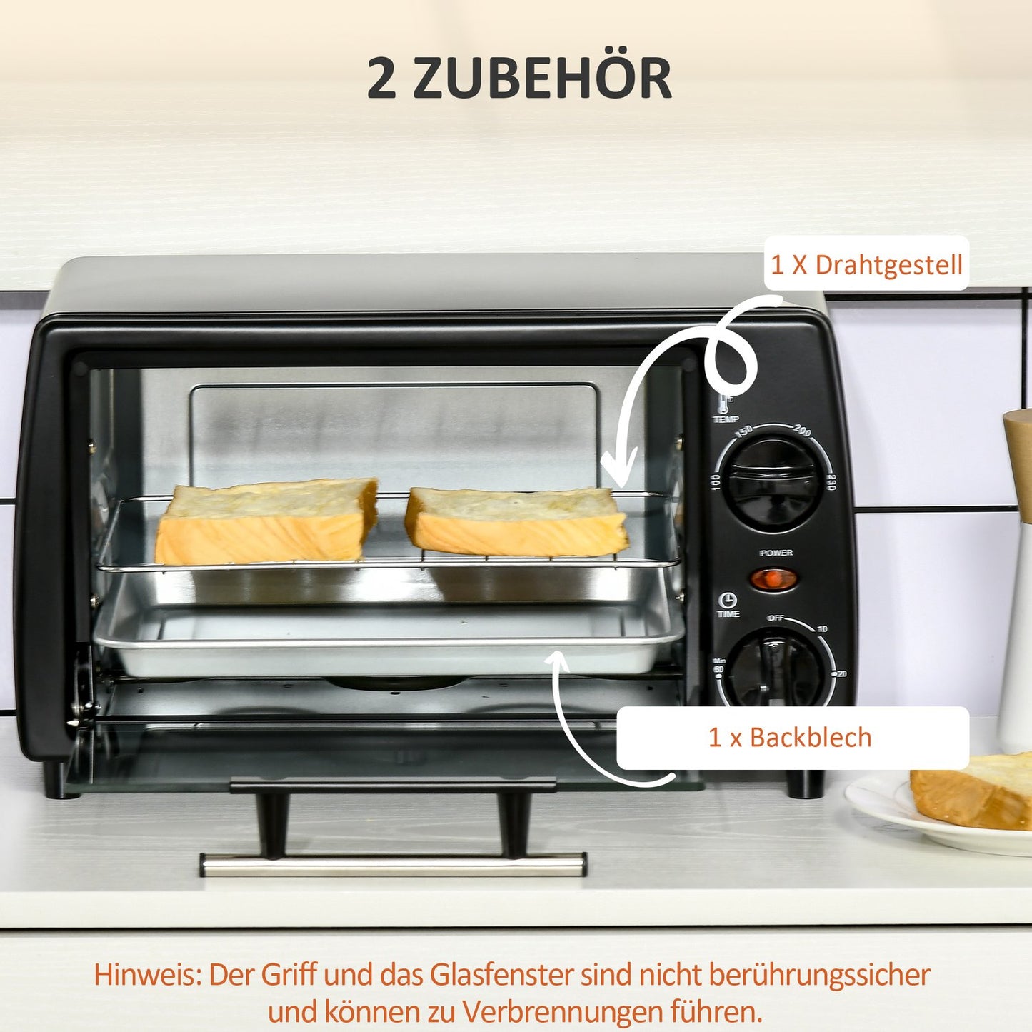 10L Mini Electric Oven, 750W, Timer, 230°C, Black