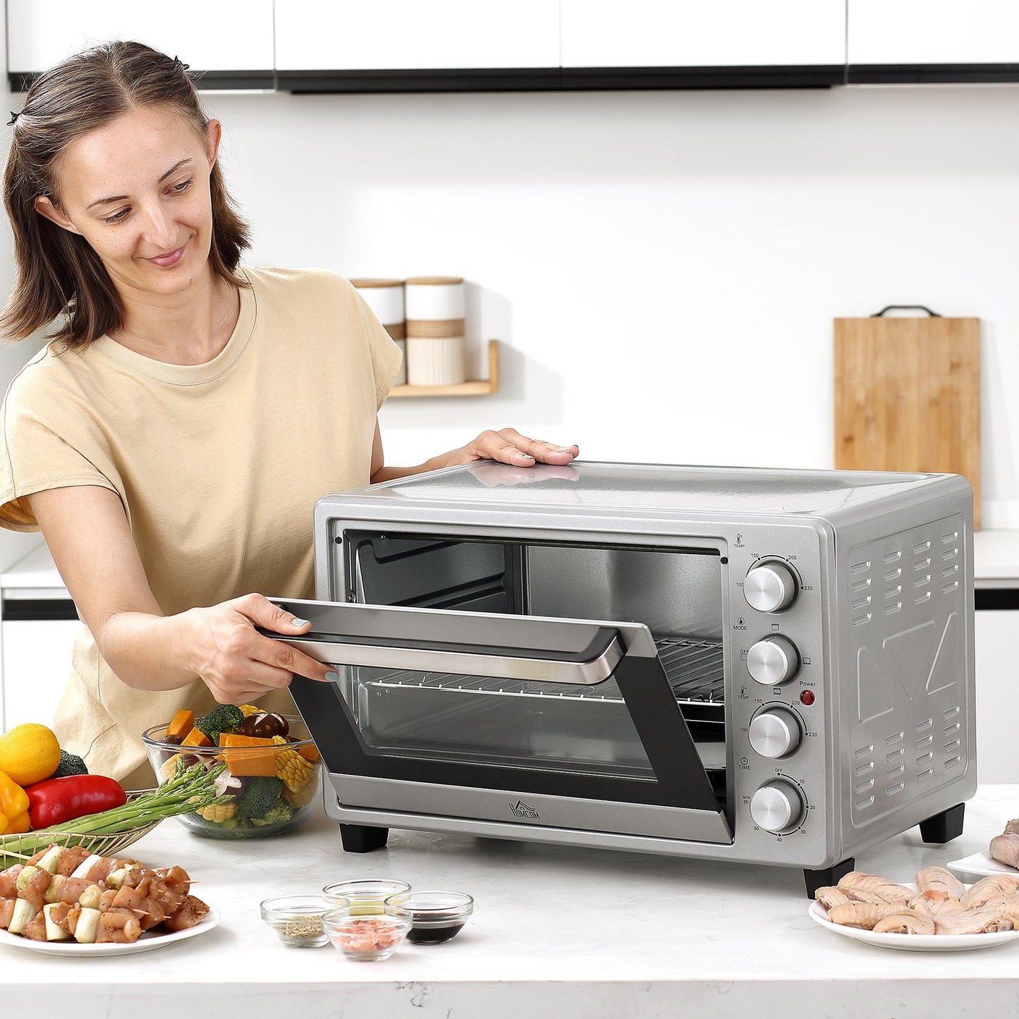 Electric Mini Oven 32L, 1600W, Stainless Steel & Glass
