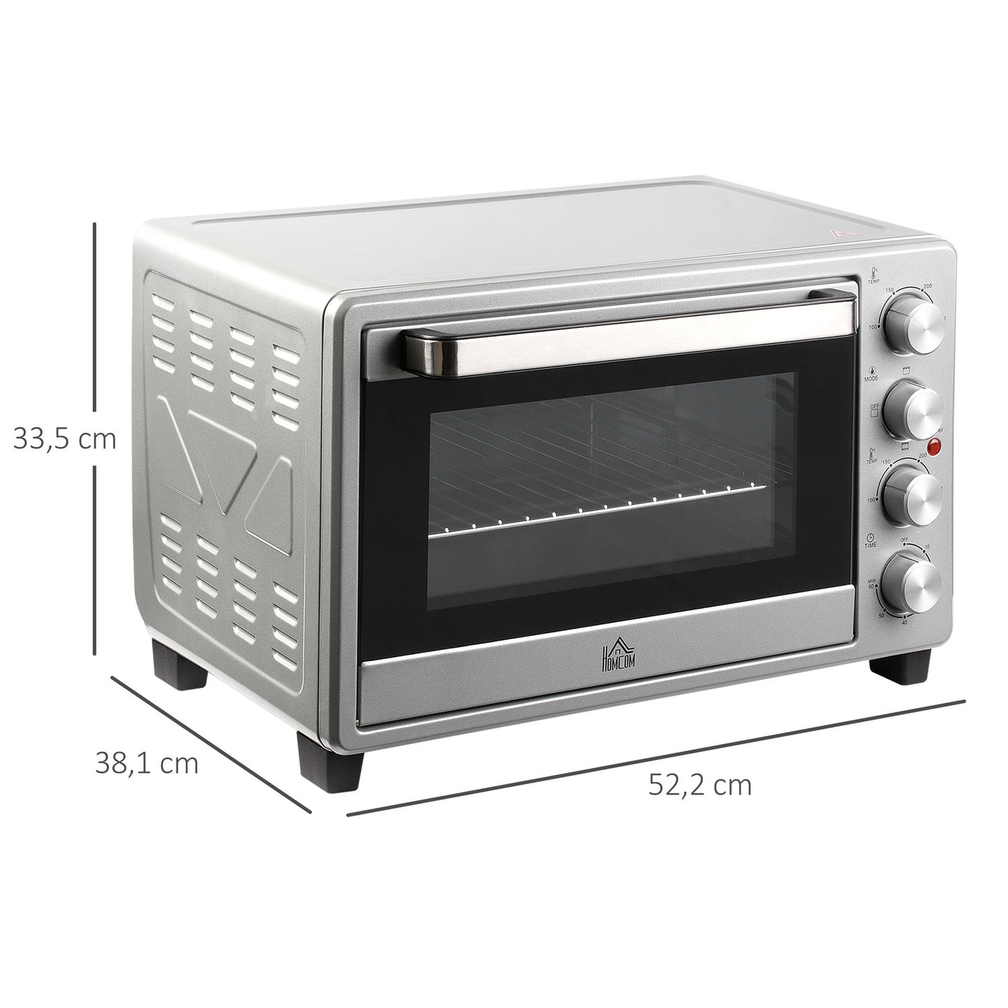 Electric Mini Oven 32L, 1600W, Stainless Steel & Glass