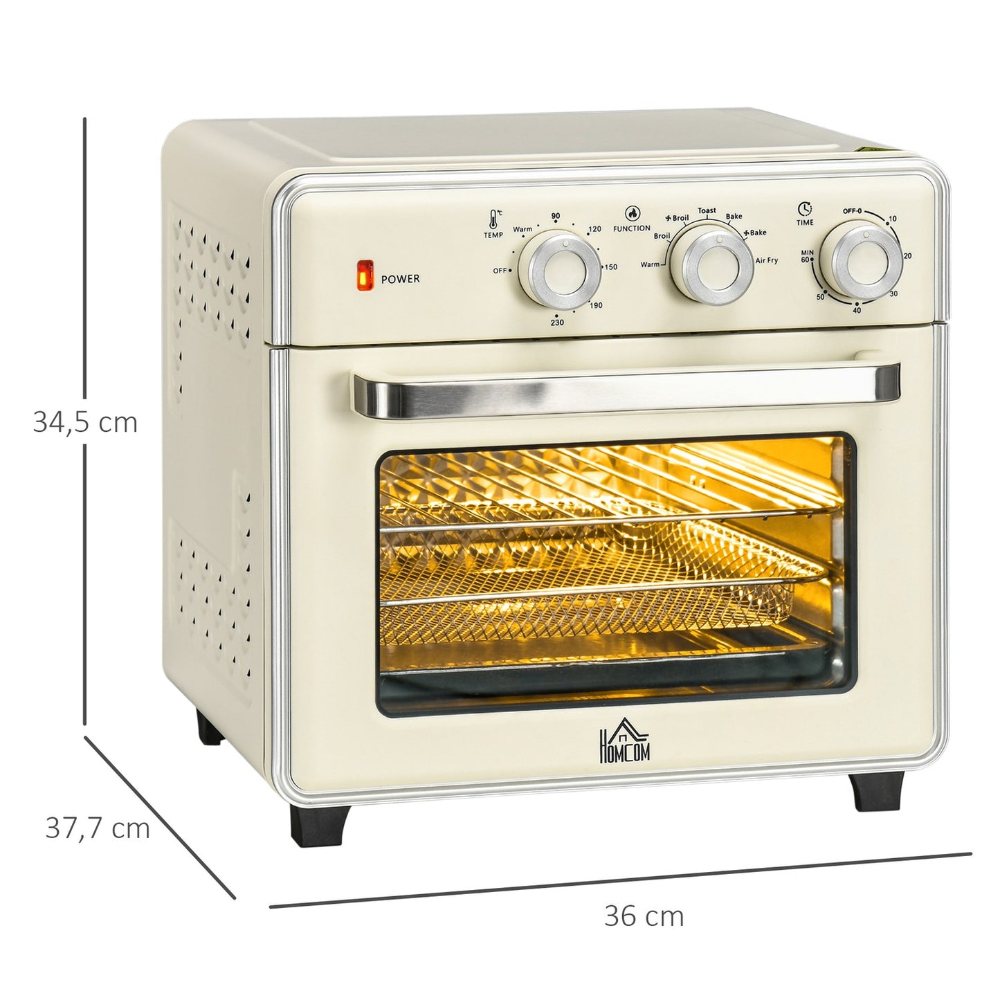 Mini oven, 20L, 7-in-1, air circulation, cream white