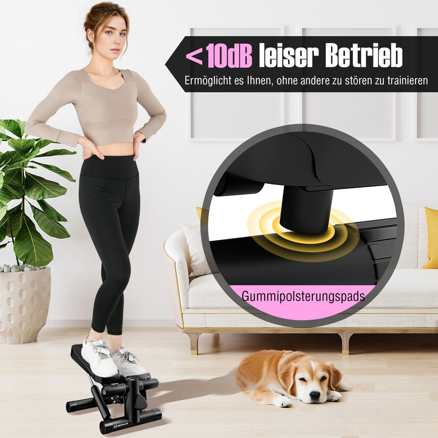 Mini Stepper with Resistance Bands, Adjustable Intensity