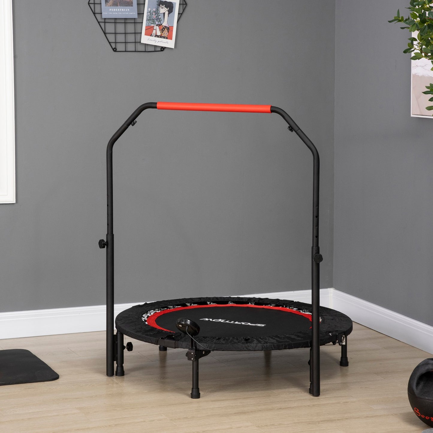 Fitness Mini trampoline, 102 cm, adjustable handle, 100 kg capacity