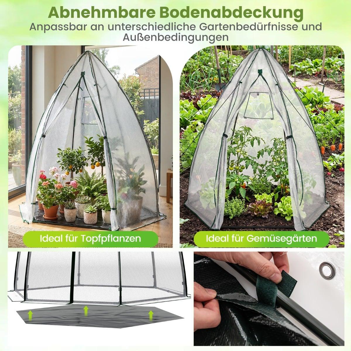 Mini Walk-In Greenhouse with Zipper Door, PE Bubble Cover