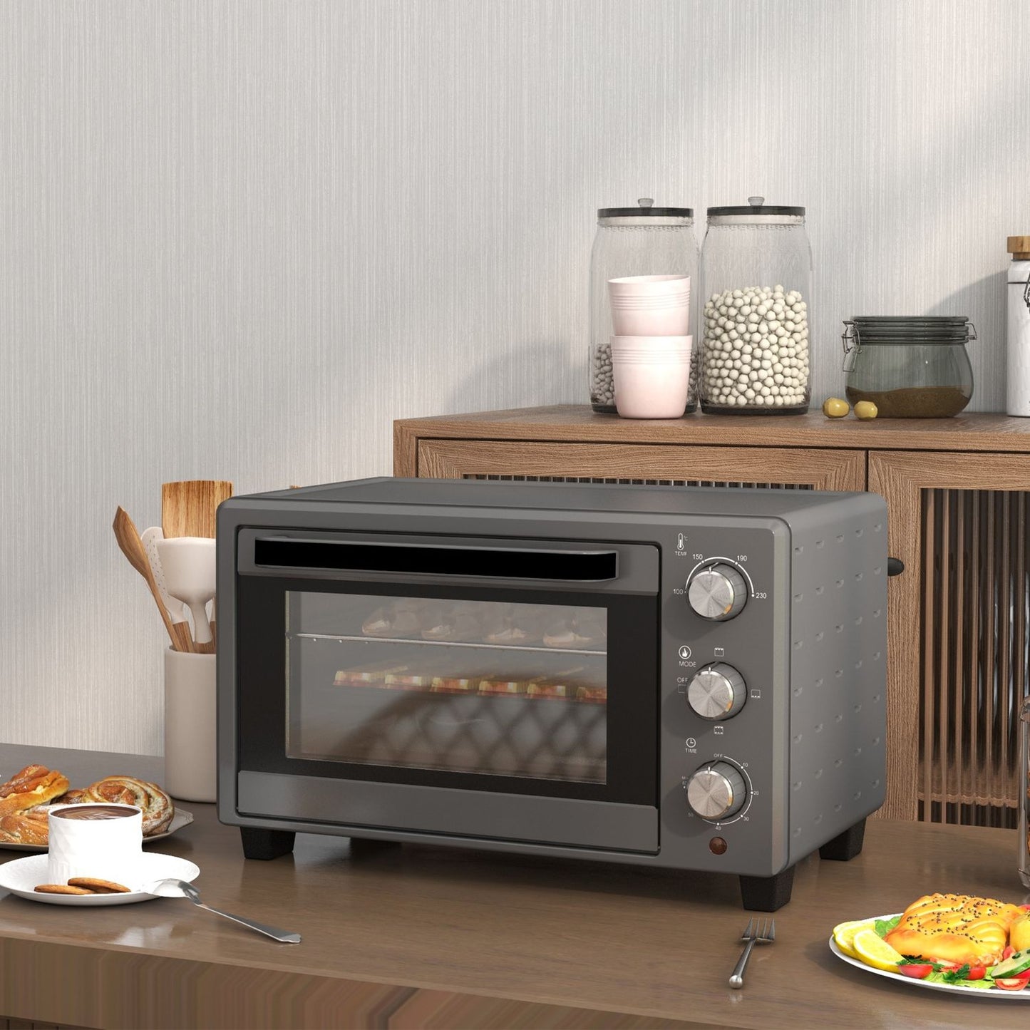 21L Mini Oven – 1400W, Timer & Temp Control, Stainless Steel