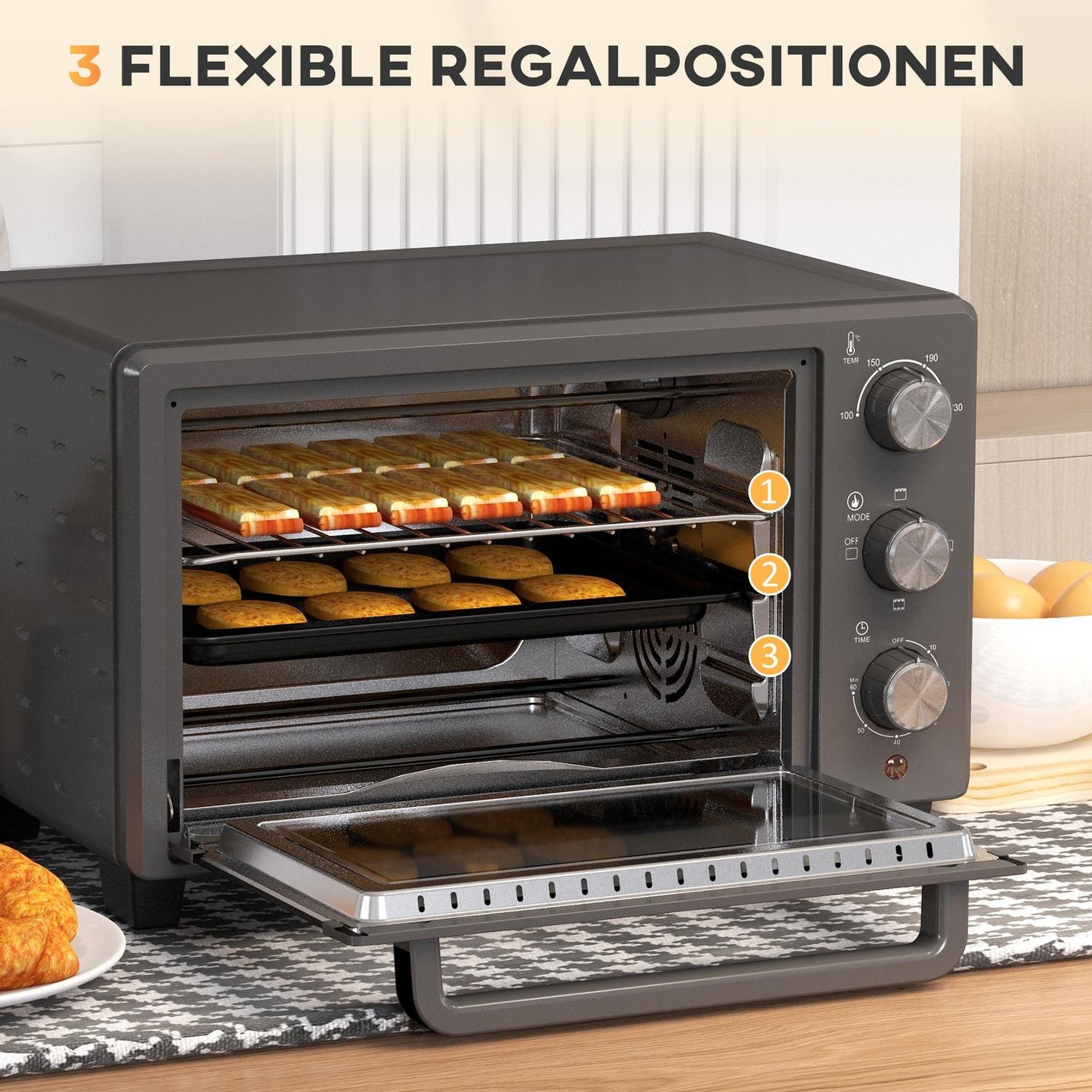 21L Mini Oven – 1400W, Timer & Temp Control, Stainless Steel