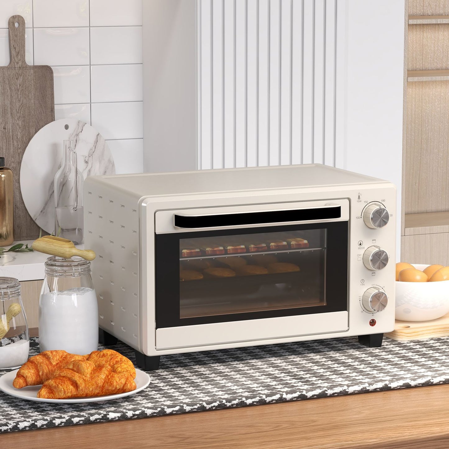 21L mini oven, 1400W with timer, includes tray and stand