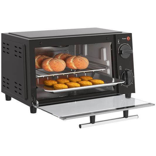 9L stainless steel mini oven, 750W, adjustable timer