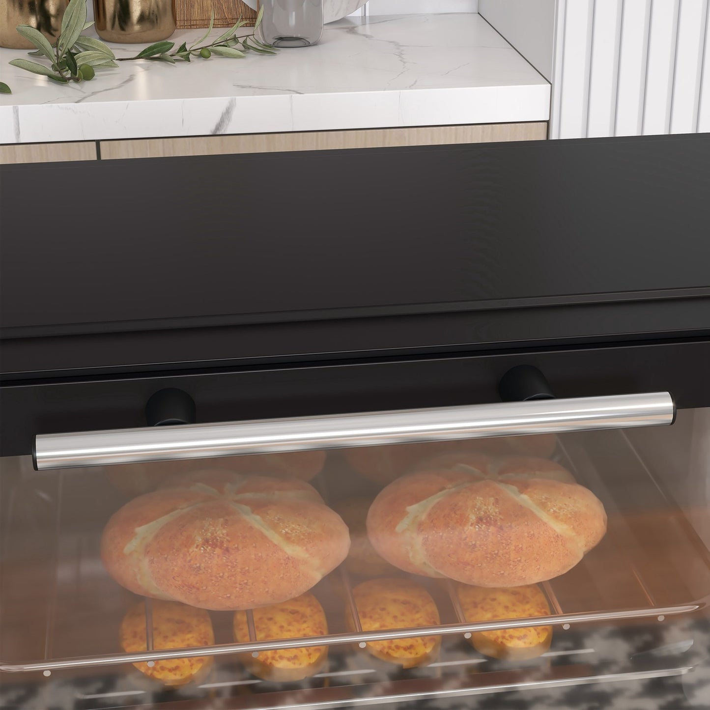 9L stainless steel mini oven, 750W, adjustable timer