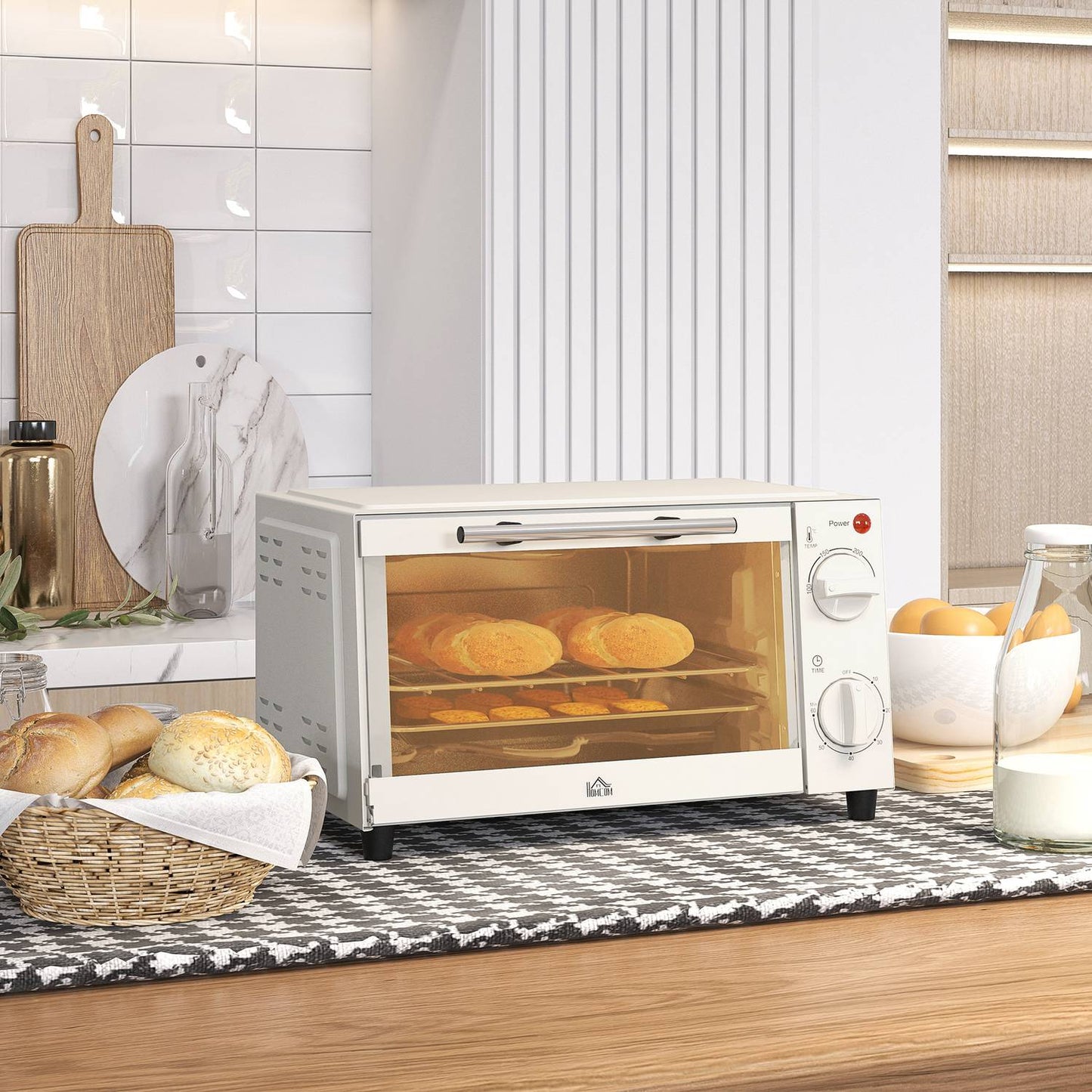 Mini oven 9L – 750W, Timer, Adjustable Temp, Cream white
