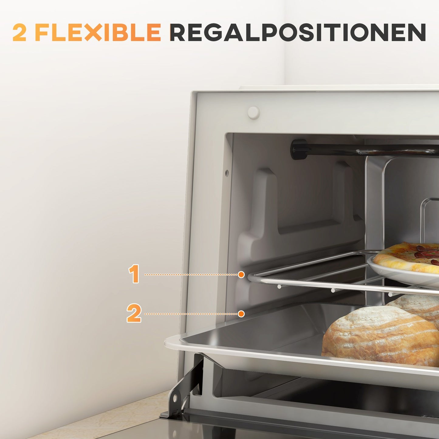 Mini oven 9L – 750W, Timer, Adjustable Temp, Cream white